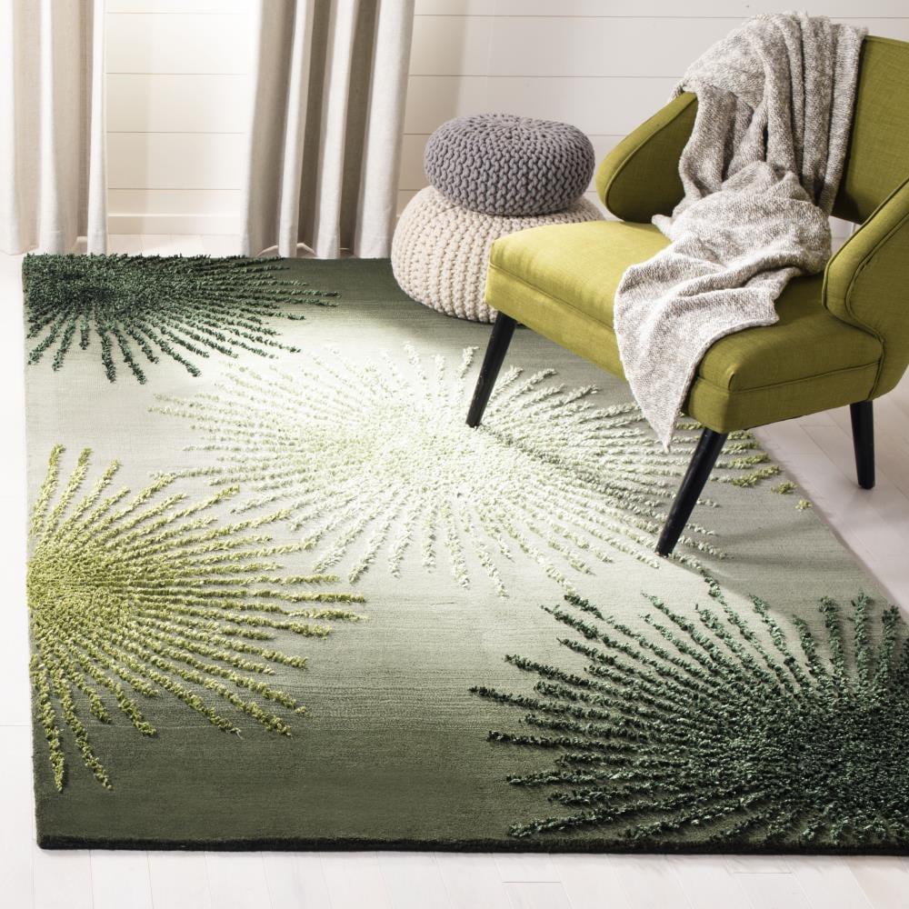 SAFAVIEH Soho Fiesta Celebration Wool Area Rug, Green/Multi, 6' x 6' Square