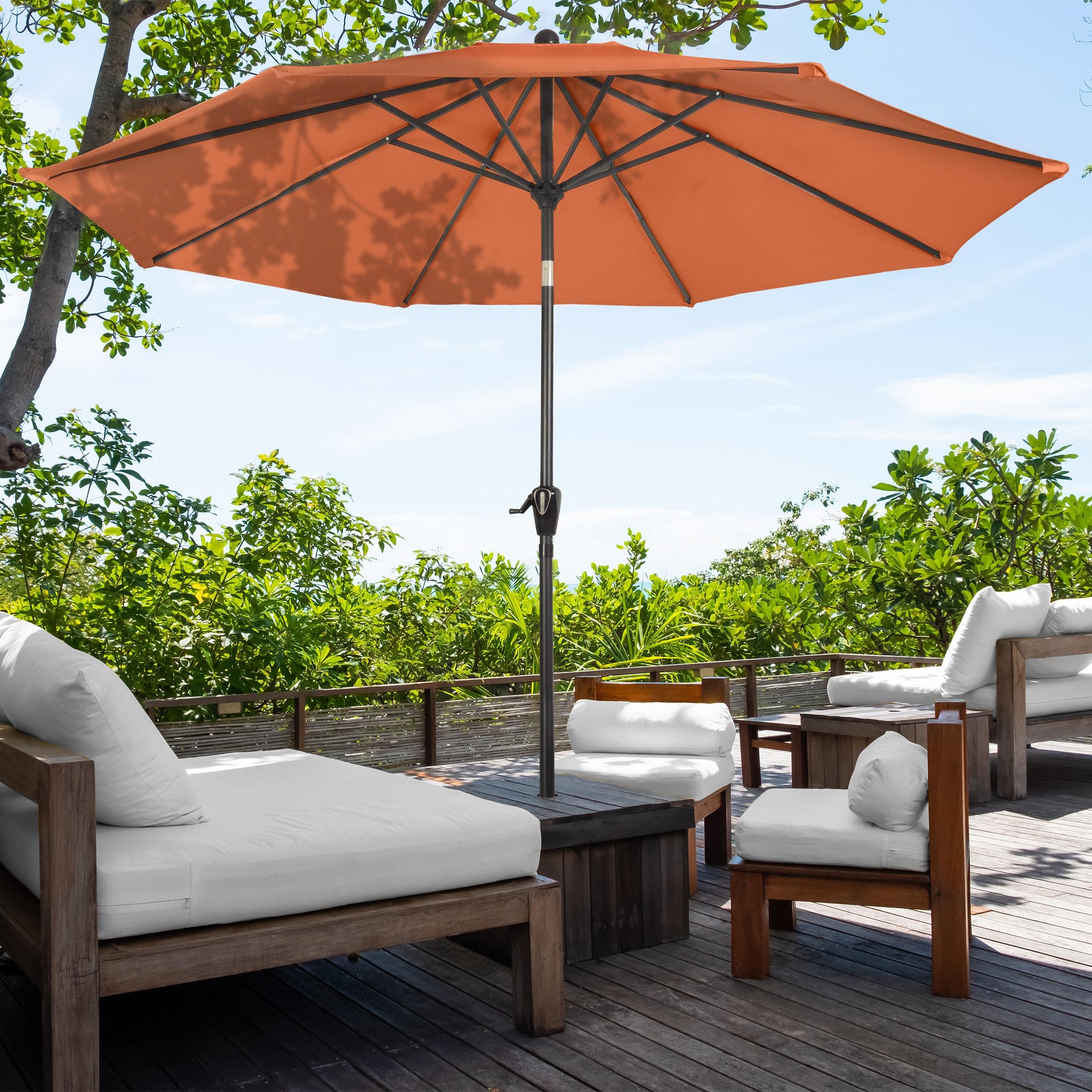 Pure Garden 10 Ft Patio Umbrella with Base, Orange