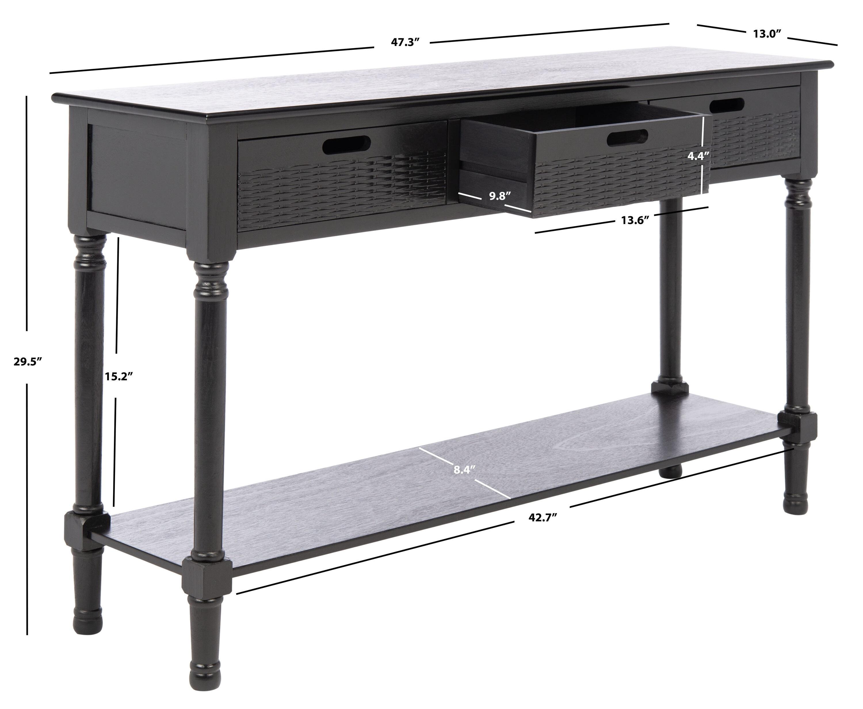 Landers 3 Drawer Console Table - CNS5711B - Black - Safavieh