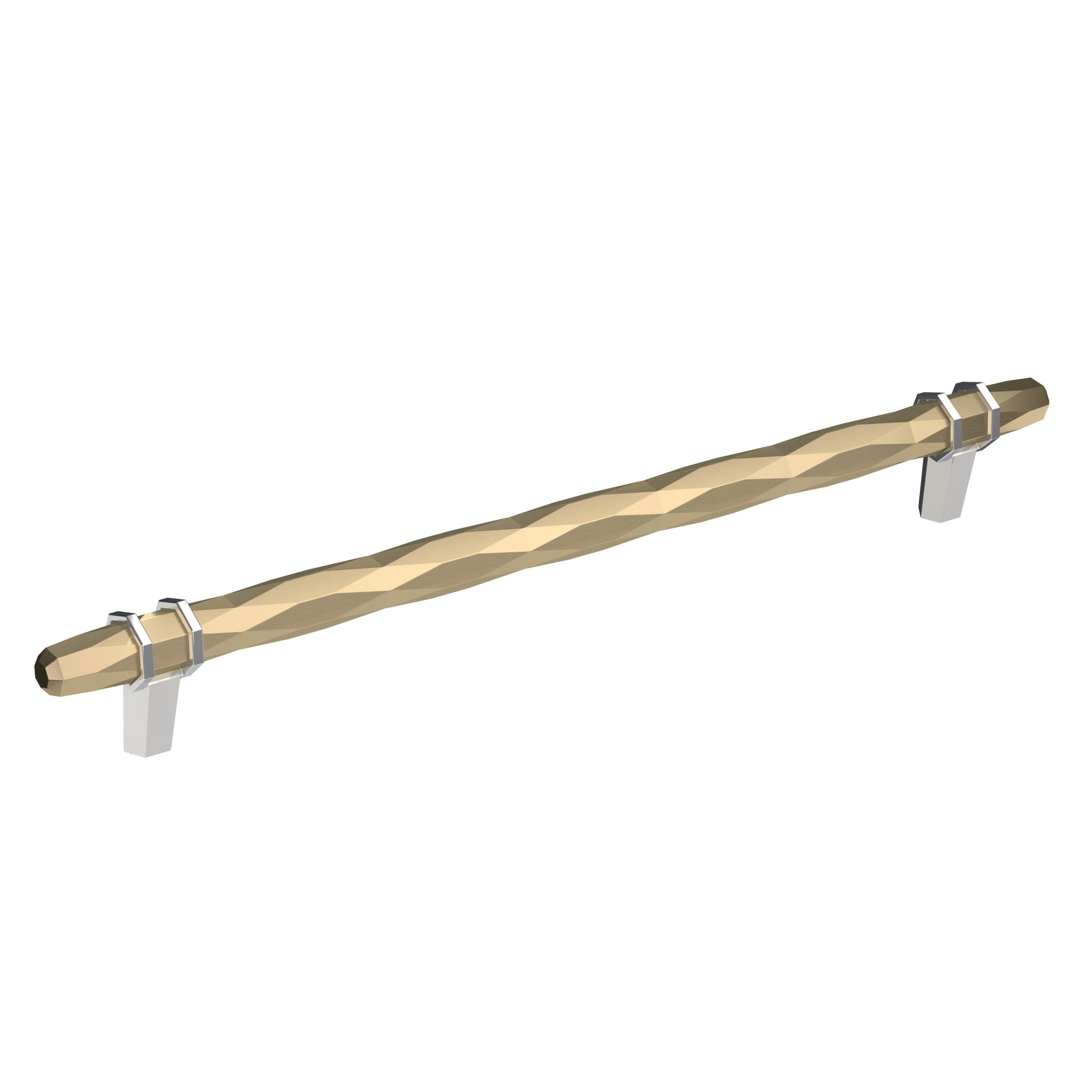 Amerock London 10-1/16 inch (256mm) Center-to-Center Golden Champagne/Polished Chrome Cabinet Pull