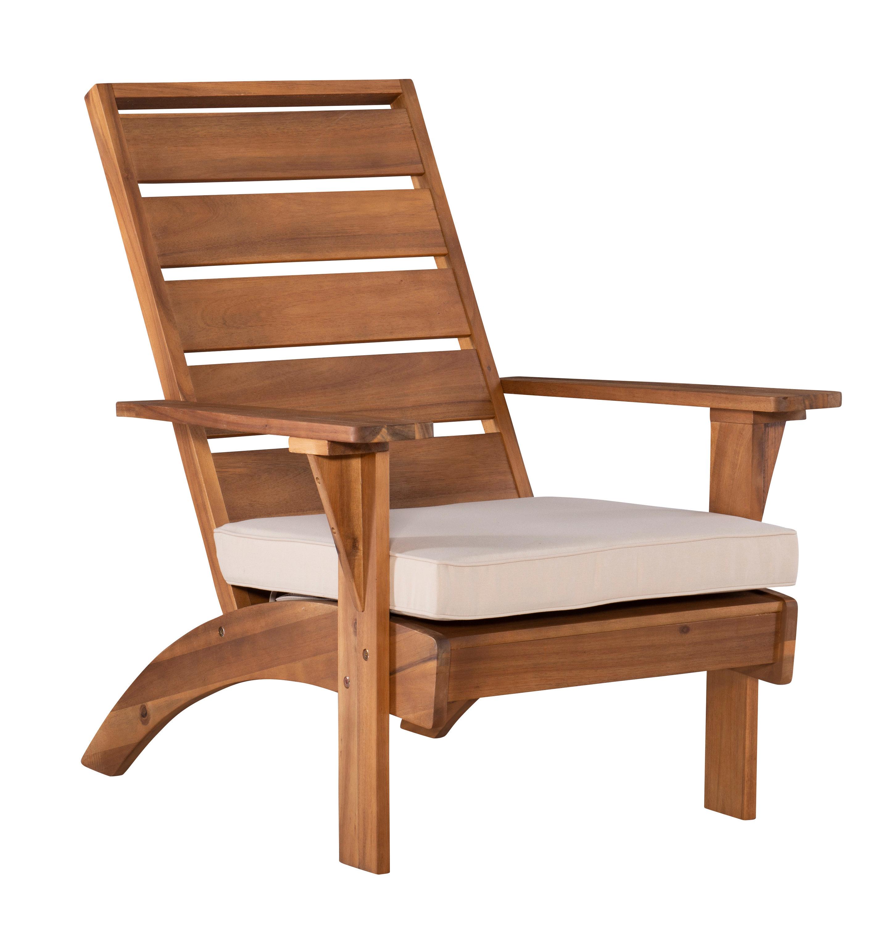 Rockport Outdoor Acacia Wood Chair with Cushion Brown - Linon: Porch Seating, Polyester Fabric, Foam Fill