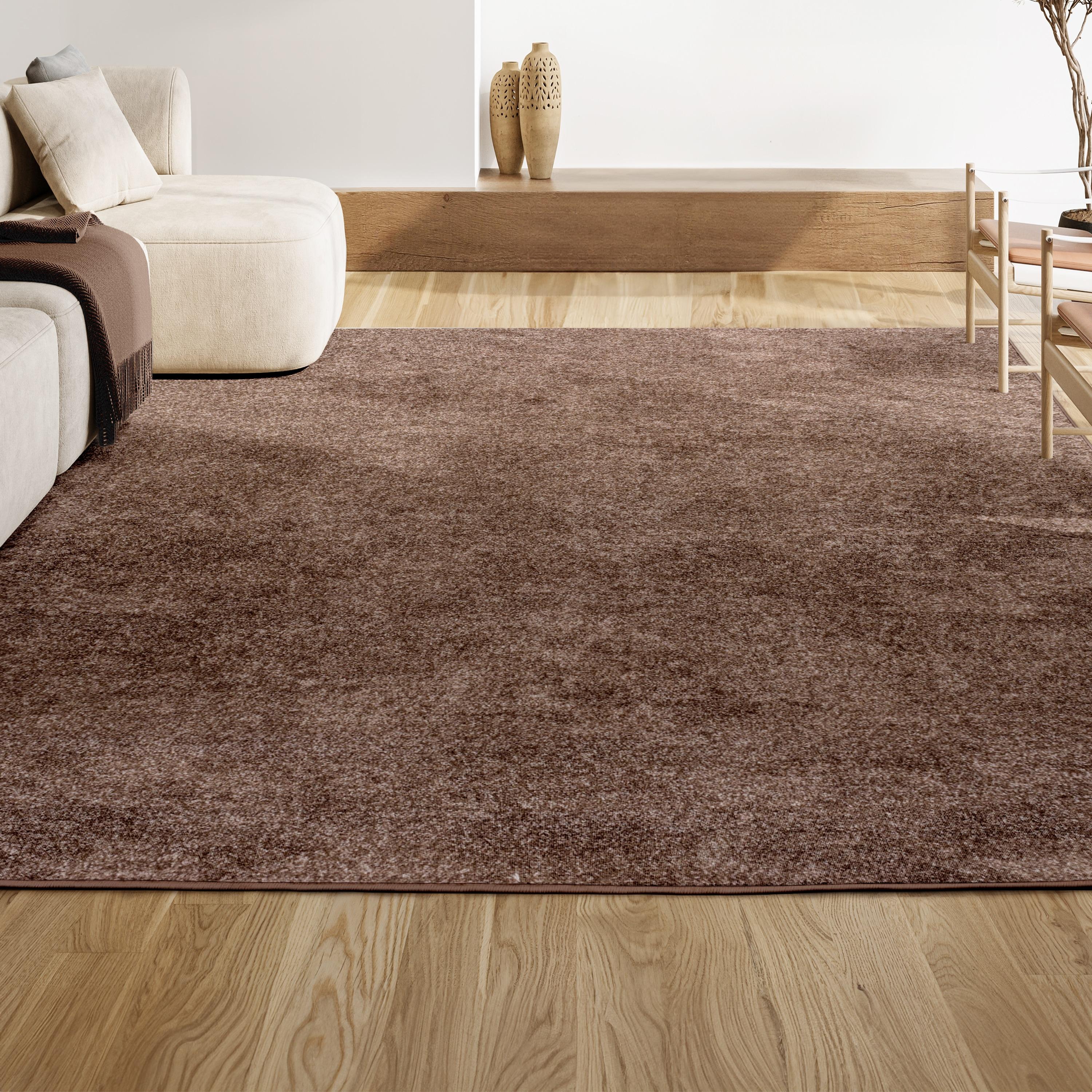 9' x 12' Haze Solid Low-Pile Area Rug, Brown - JONATHAN Y