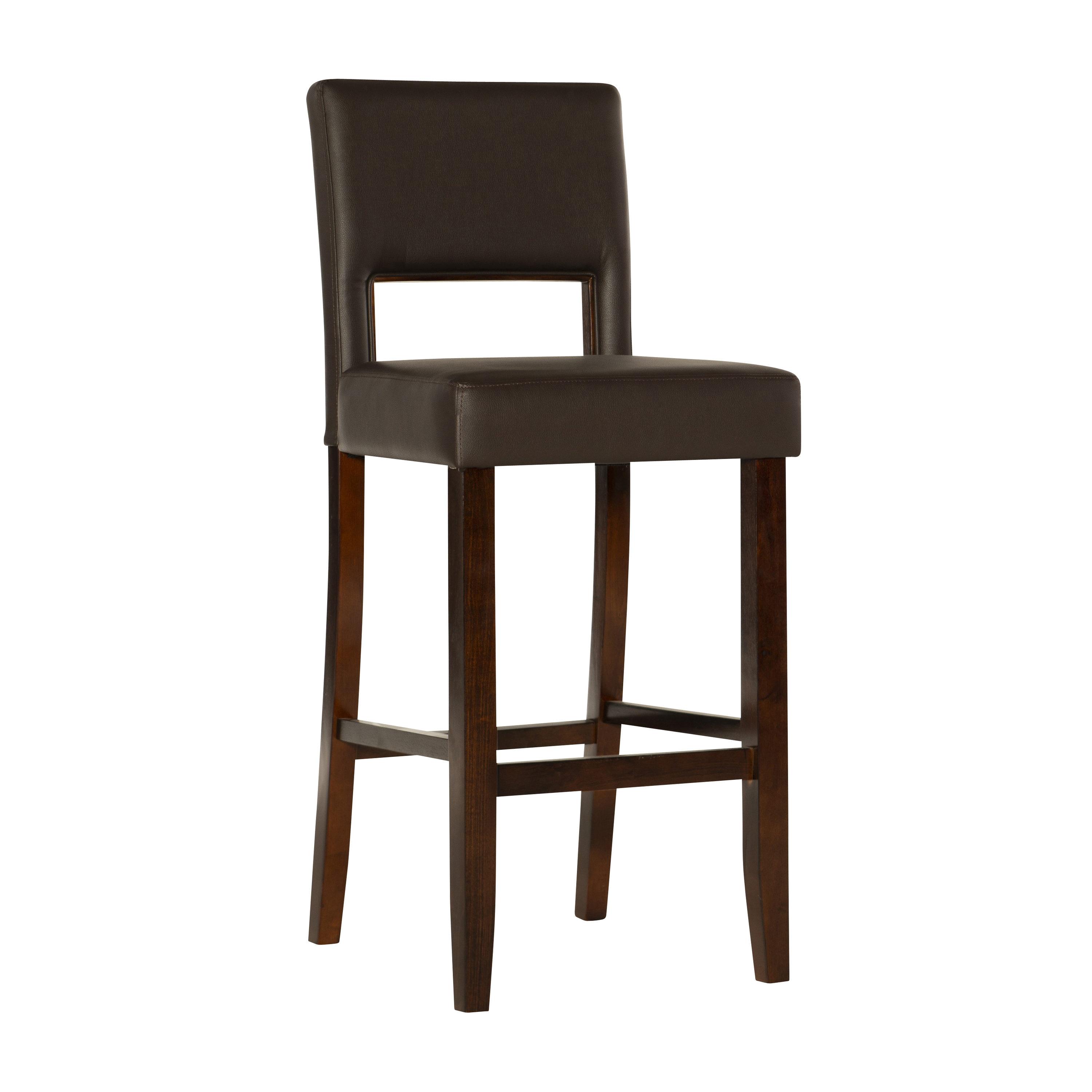 Linon 30" Vega Padded Back and Seat Faux Leather Barstool Hardwood/Espresso : Upholstered, Armless, Fixed Height