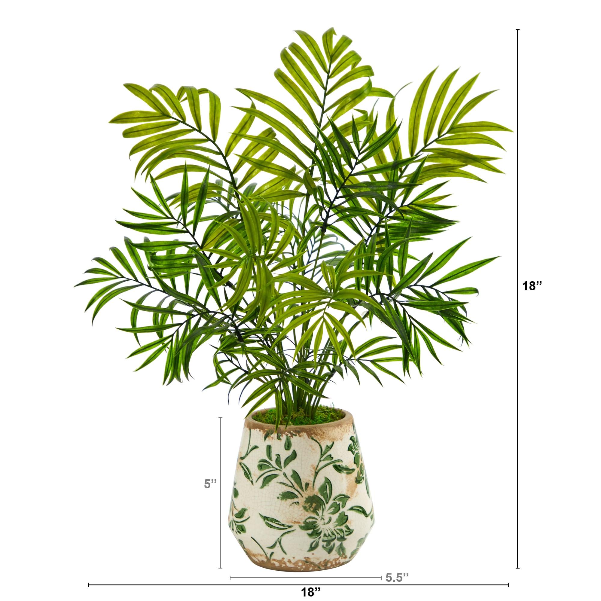 Nearly Natural 18” Mini Areca Palm Artificial Plant in Floral Vase