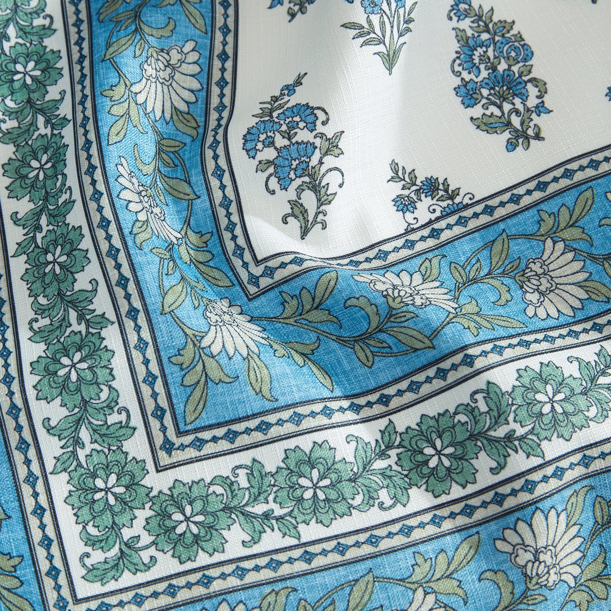 Tropez Block Print Stain & Water Resistant Indoor/Outdoor Tablecloth - Multicolor - 60x84 - Elrene Home Fashions