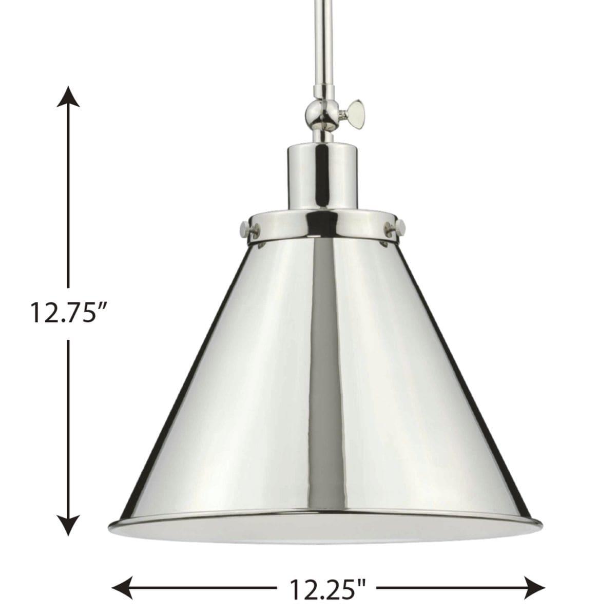 Progress Lighting Hinton 1-Light Pendant, Polished Nickel, Vintage Metal Shade