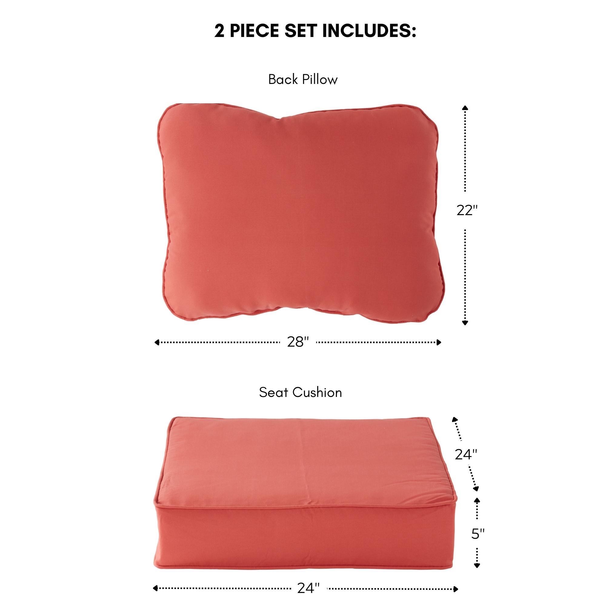 Greendale Home Fashions 2-Piece Coral 24"W Premium Deep Seat Cushion Set