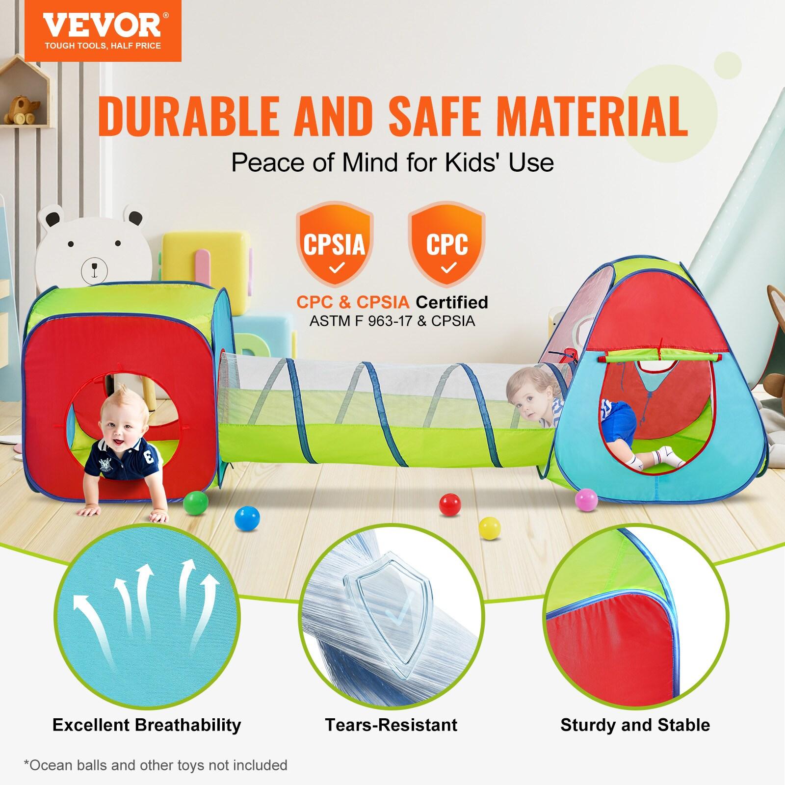 3 in 1 Kids Play Tent with Tunnel, Multi Color