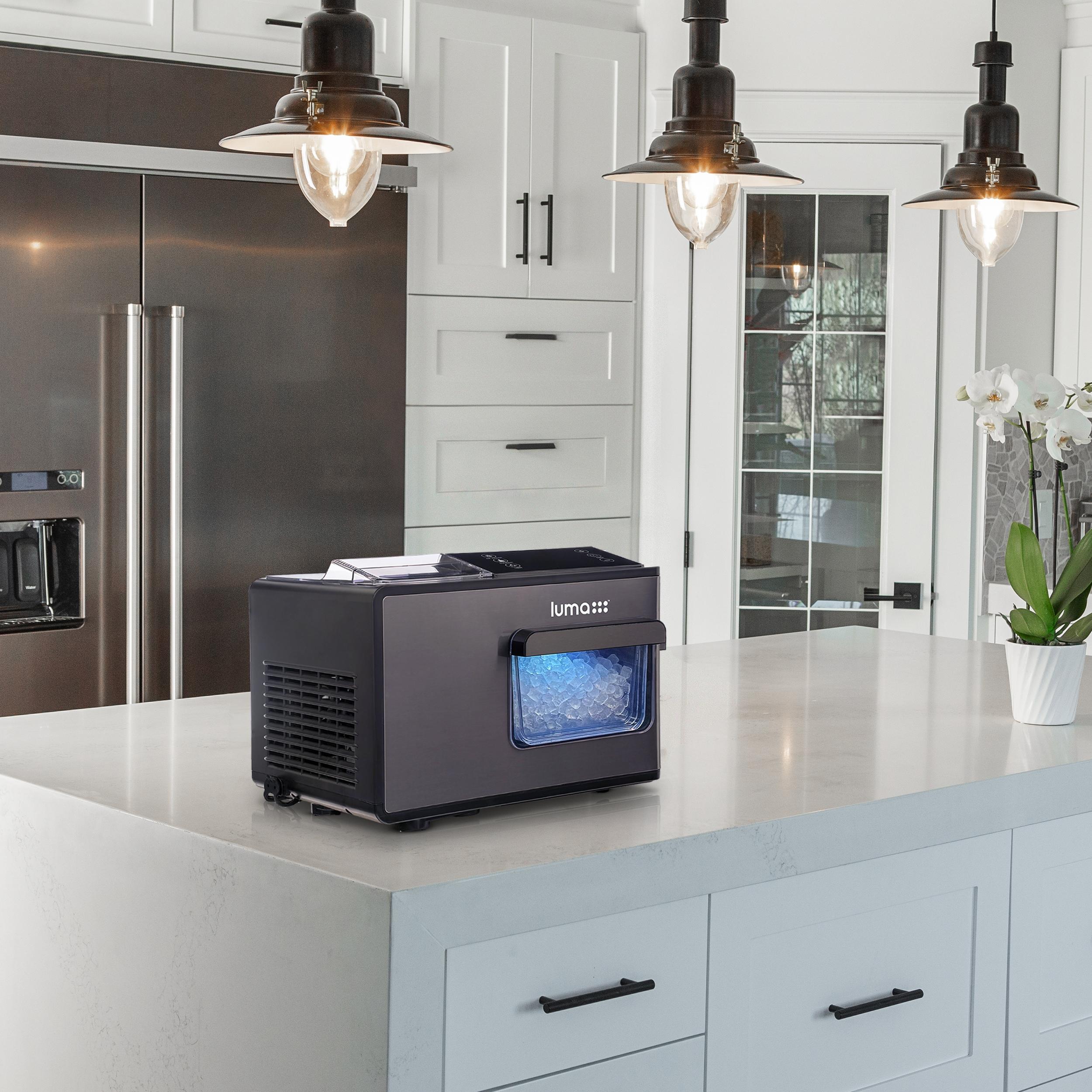 Luma Nugget Countertop Ice Maker, 44 lbs in 24 hours, Black Stainless Steel Ice Machine