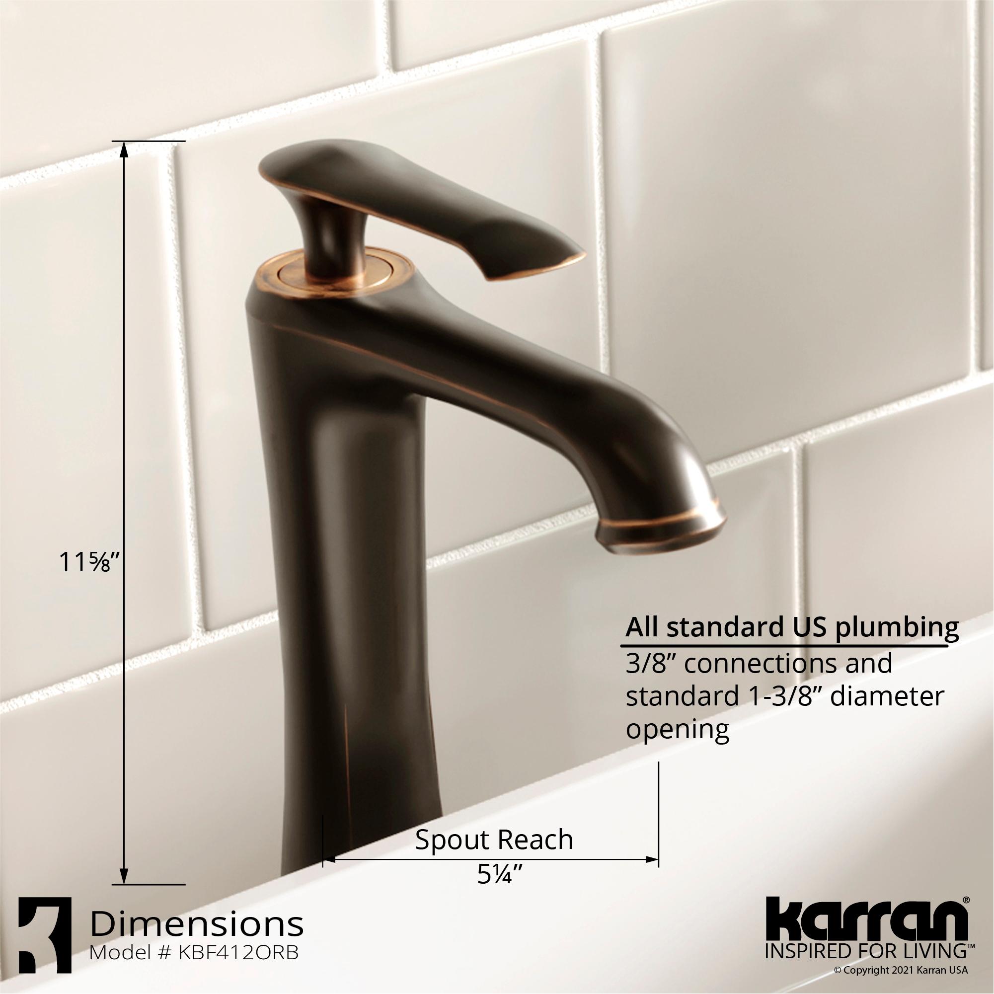 Karran Woodburn Single Handle Single Hole Vessel Bathroom Faucet With Matching Pop-up Drain