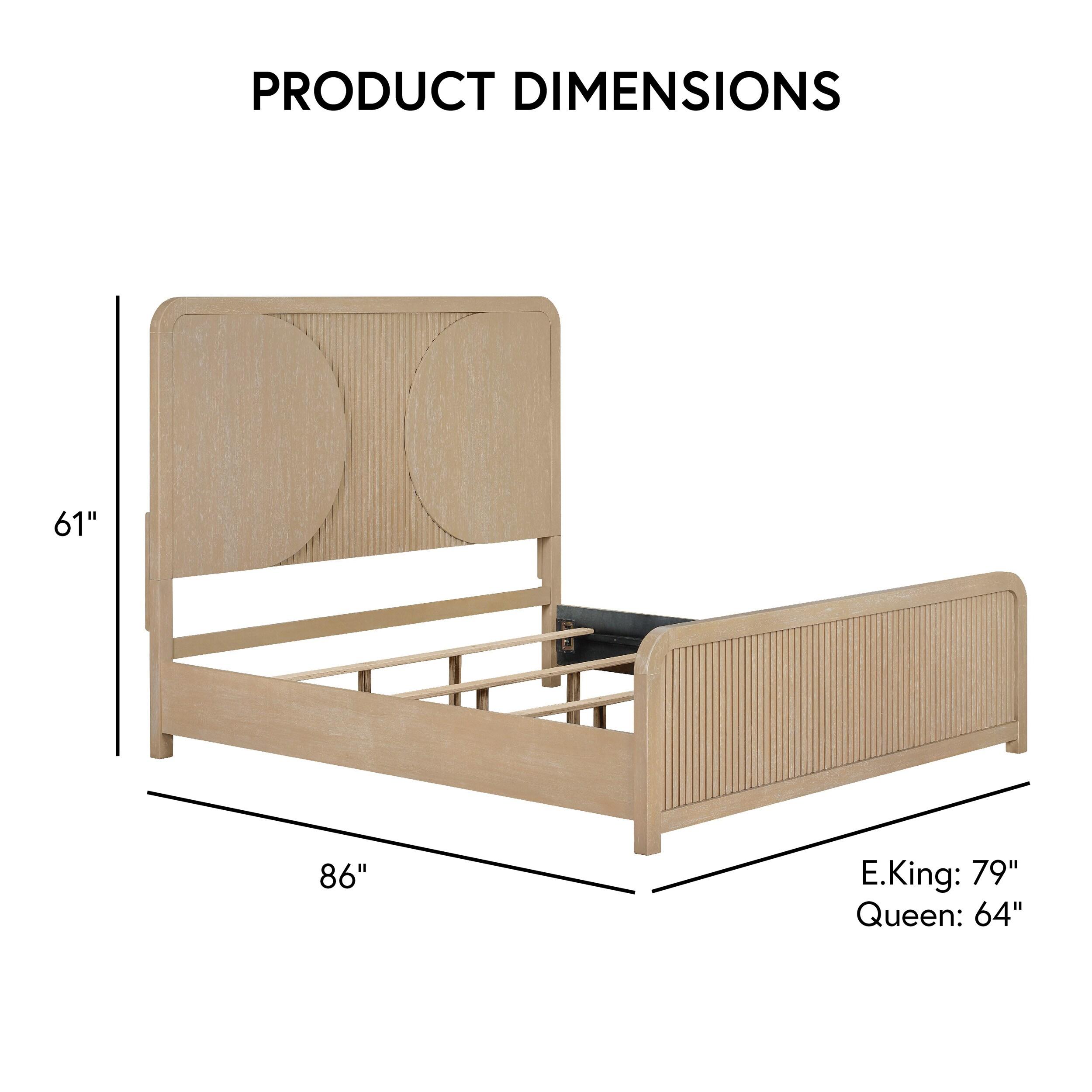 Furniture of America Tissen Modern Solid Wood 5-Piece Queen Bedroom Set with USB Ports, Reeded Panels, Curved Edges and Beveled Mirror, Box Spring Needed, Natural