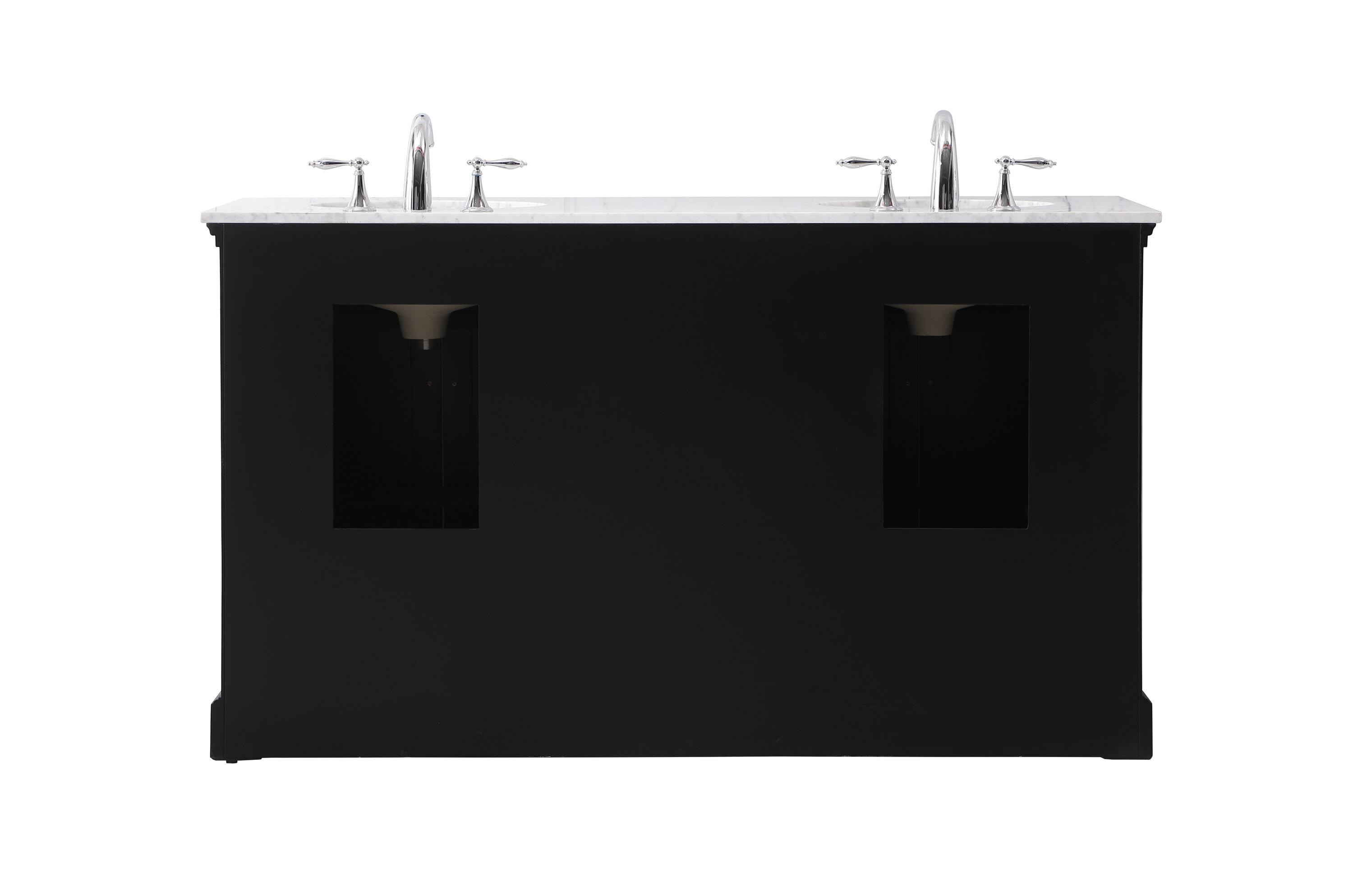 Elegant Decor Clarence 60" Solid Wood Metal Double Bathroom Vanity Set in Black