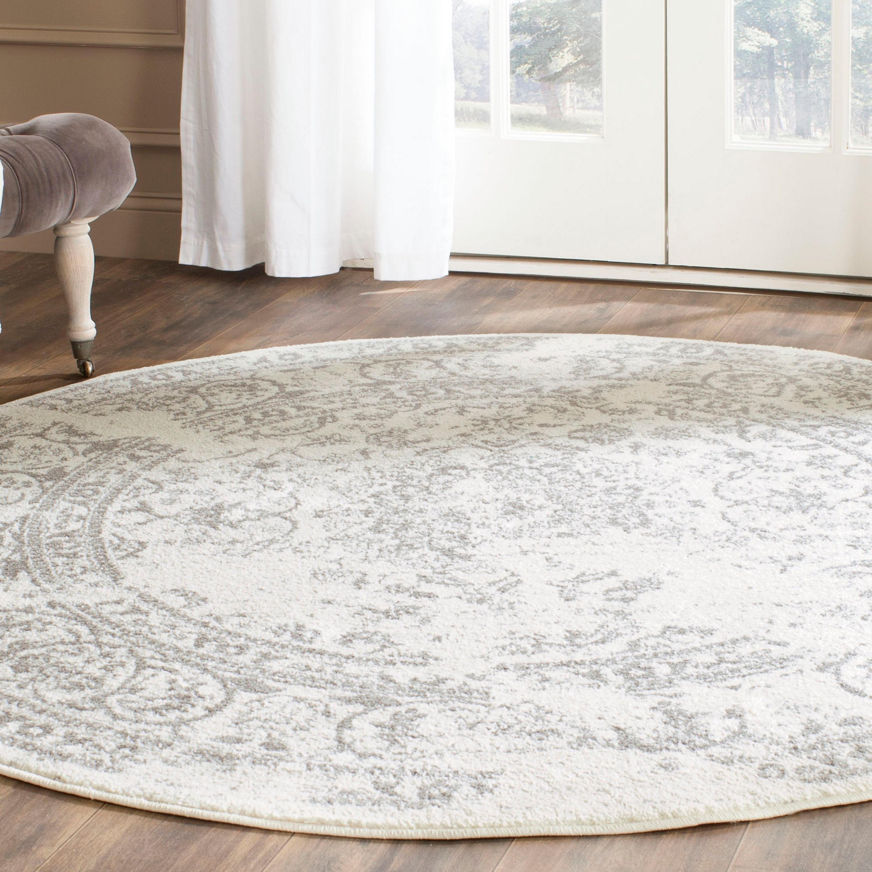 Adirondack ADR101 Power Loomed Area Rug - Ivory/Silver - 6' Round - Safavieh.