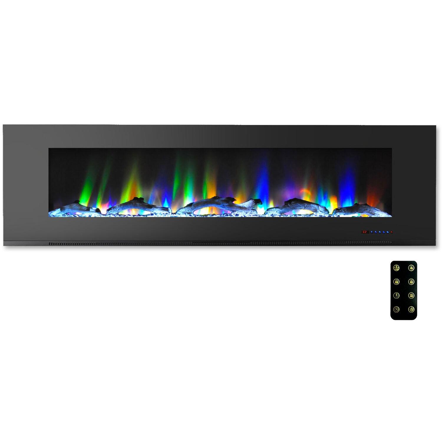 Cambridge Cambridge Wall Mount Electric Fireplace Heater with Remote Control for Indoor Use in Living Room, Bedroom, Home Office
