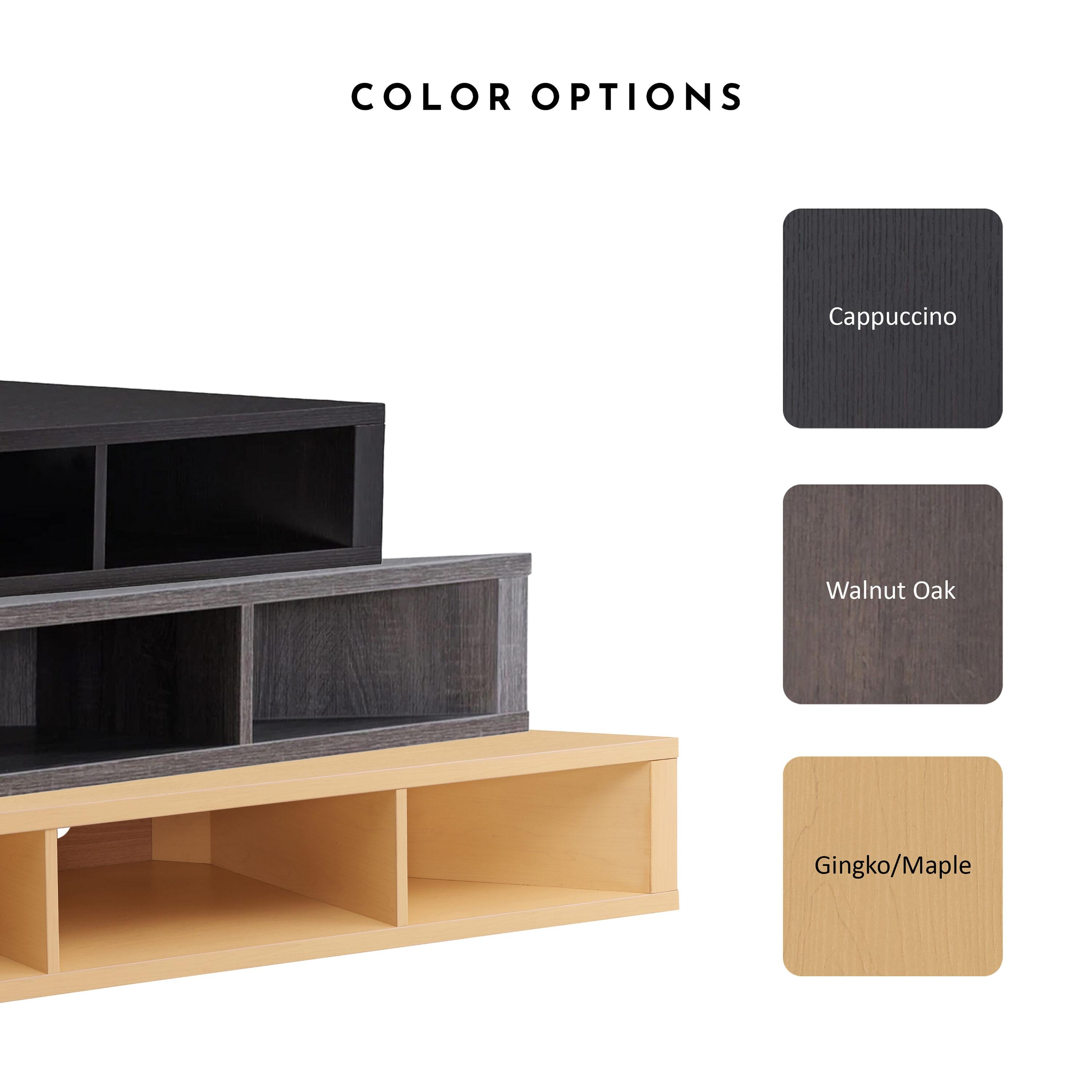 24/7 Shop At Home Tybo Open Shelves Corner Floating Console Fits TV Stand for TVs up to 50" Gingko Maple