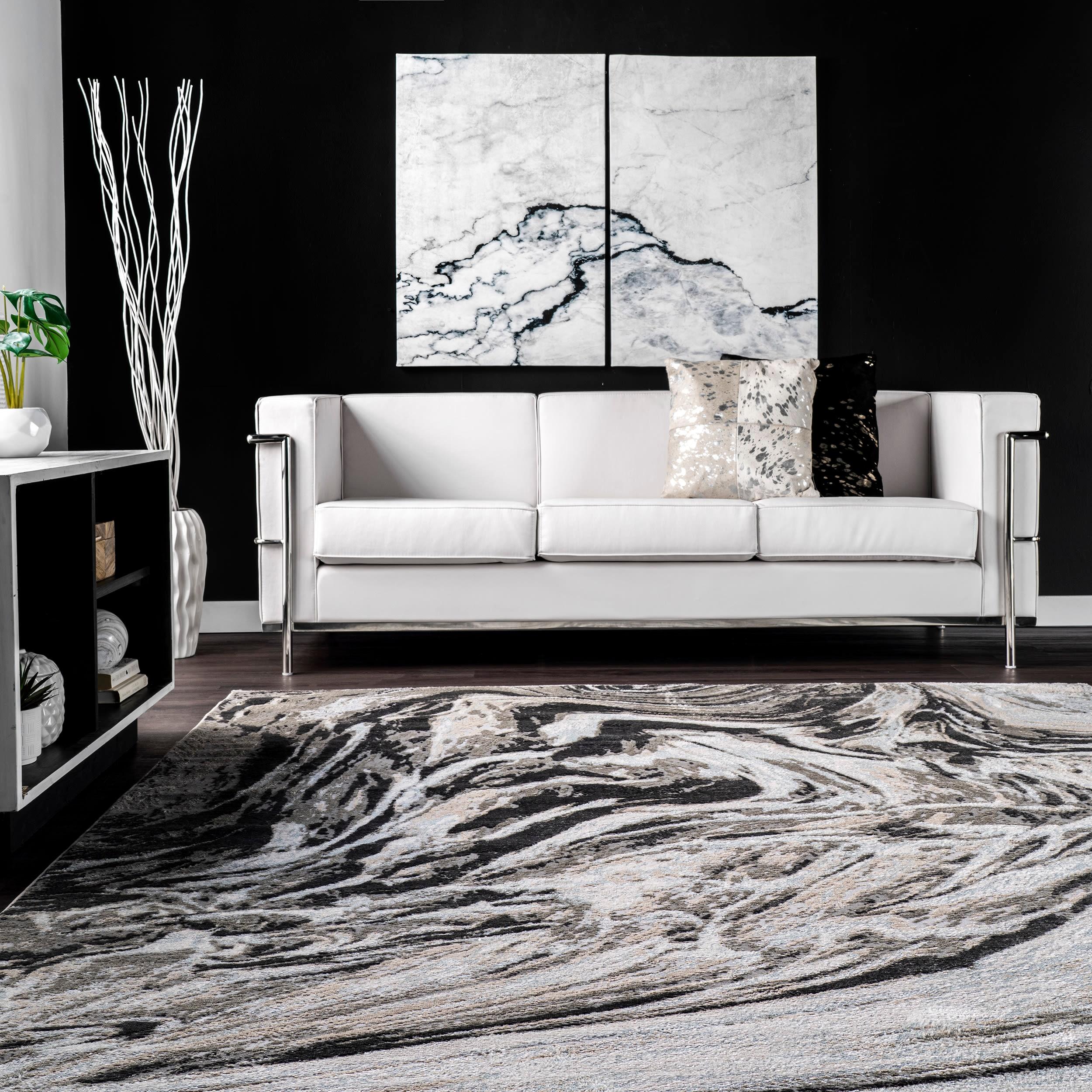Nuloom Drea Marble Abstract Indoor Area Rug, Gray, 4'3"x6'3"
