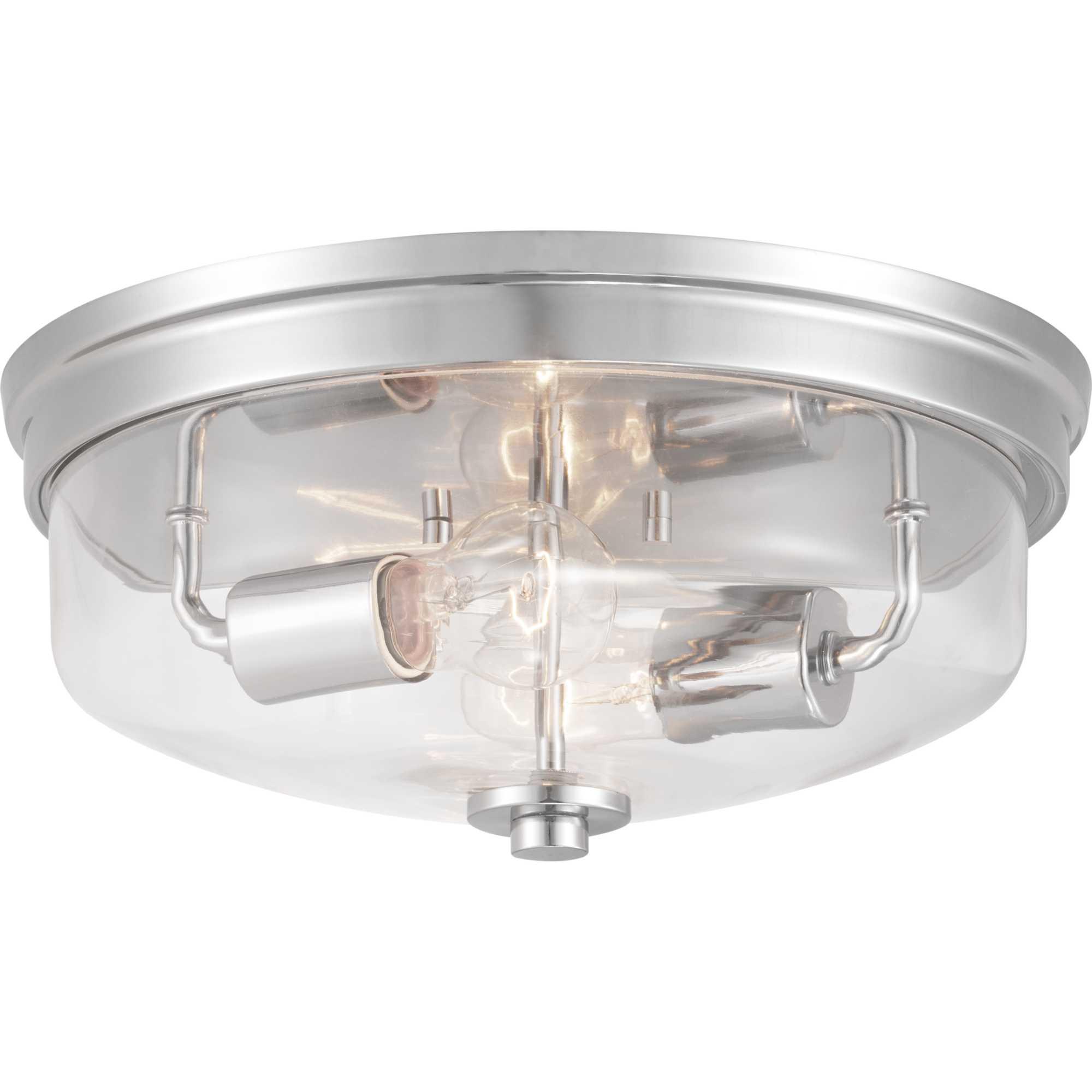 Blakely Polished Nickel Glass 2-Light Flush Mount Ceiling Fixture