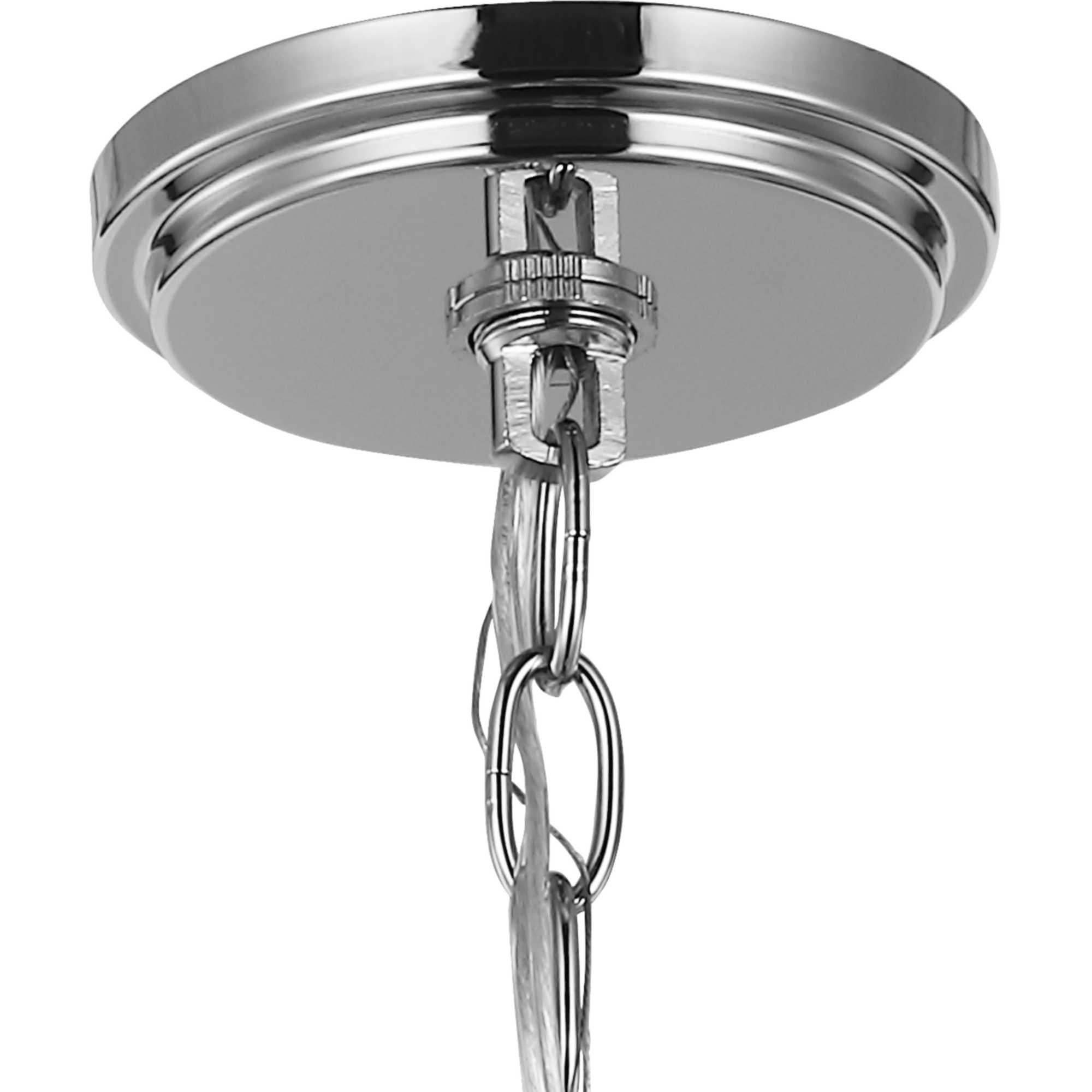 Bonita Collection Six-Light Polished Chrome White Linen Fabric Shade Luxe Chandelier Light