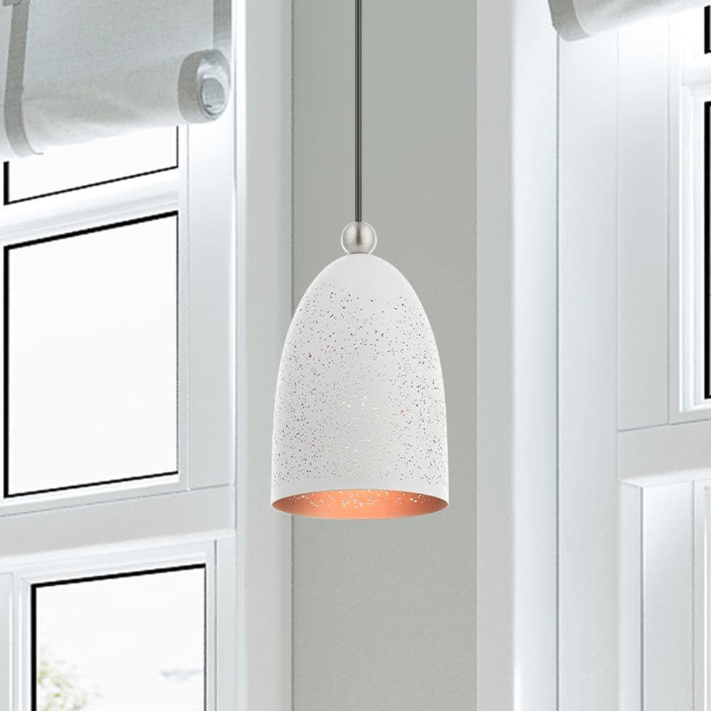 Livex Lighting Arlington 1 - Light Pendant in  White/Brushed Nickel