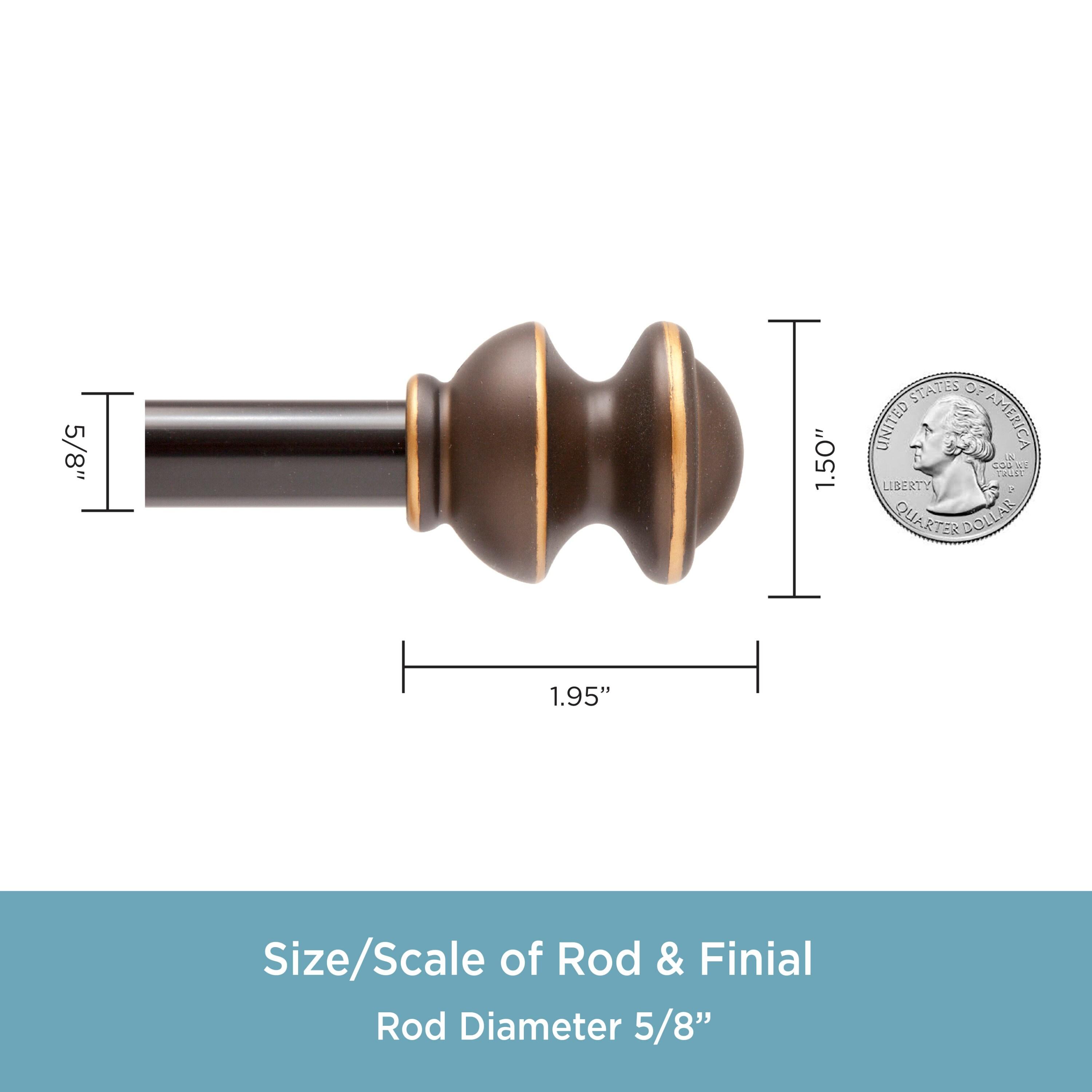 Kenney® Kendall 5/8" Standard Decorative Window Curtain Rod, 28-48", Oil Rubbed Bronze