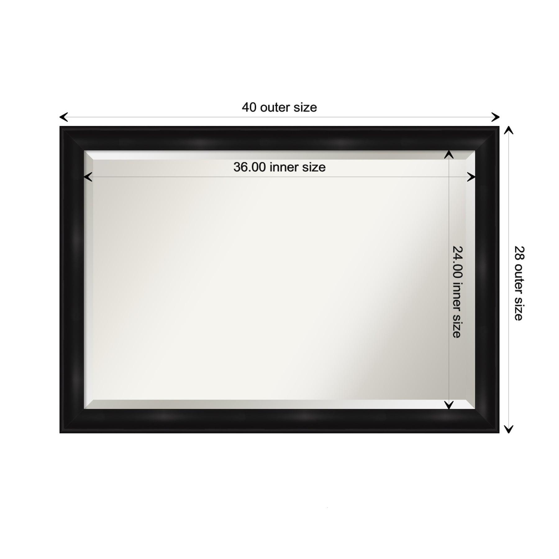 Amanti Art Beveled Bathroom Wall Mirror - Grand Black Narrow Frame Outer Size: 40 x 28 in