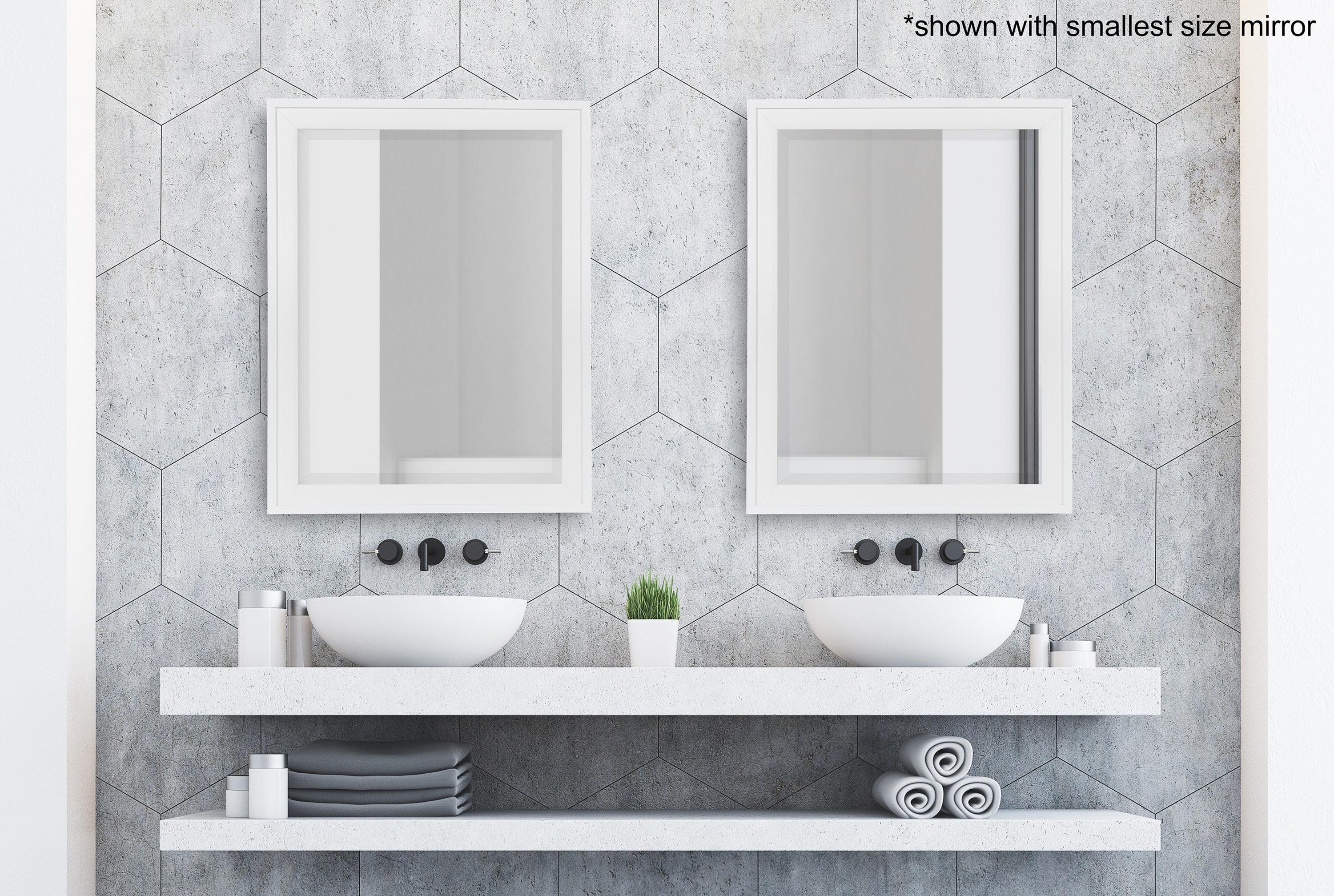 21.5" x 27.5" Bosc Rectangle Wall Mirror White - DesignOvation: Polystyrene Frame, No Assembly Required