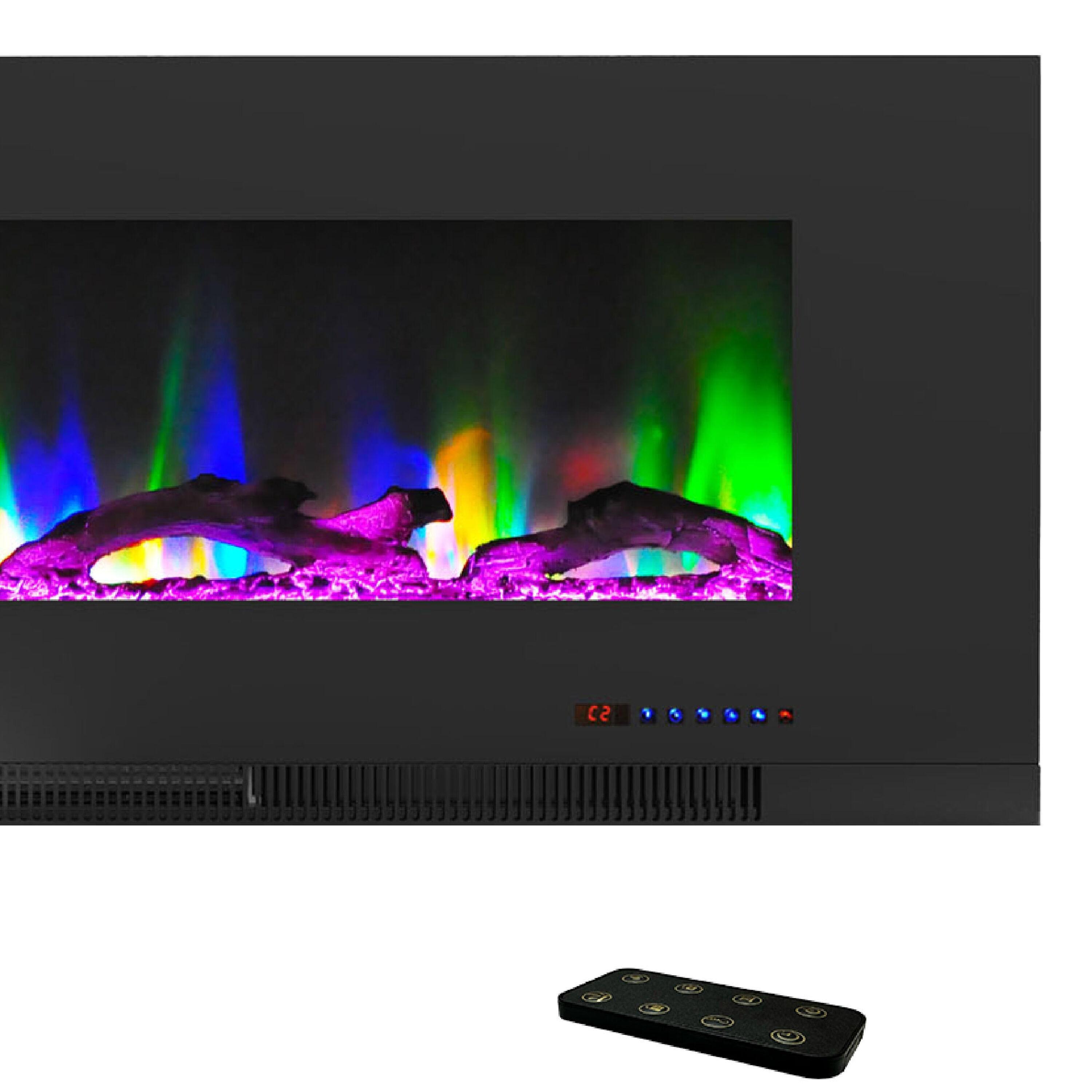 Cambridge Cambridge Wall Mount Electric Fireplace Heater with Remote Control for Indoor Use in Living Room, Bedroom, Home Office