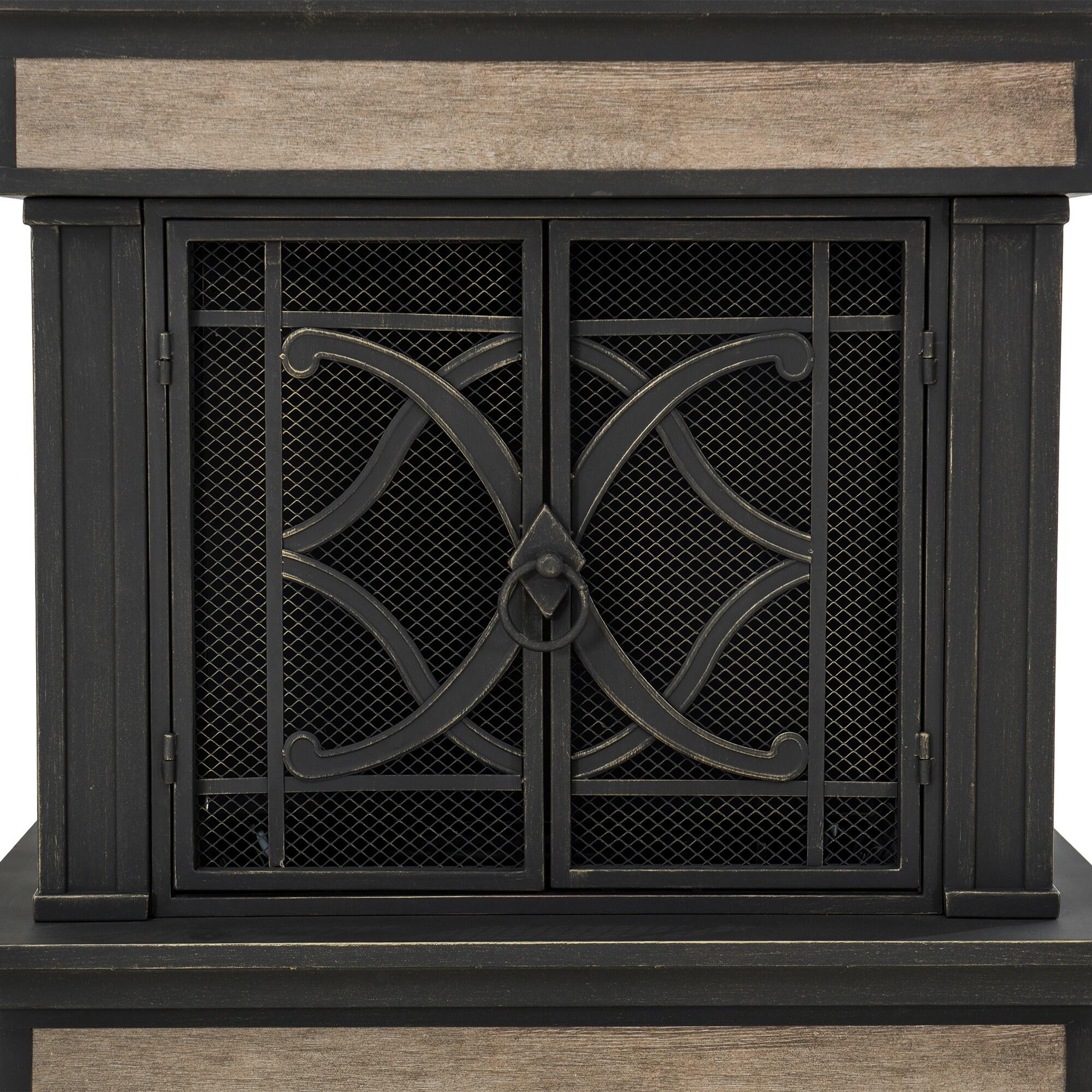 SUNJOY Outdoor 57 inch Steel Wood Burning Fireplace with Fire Poker and Rain Cover