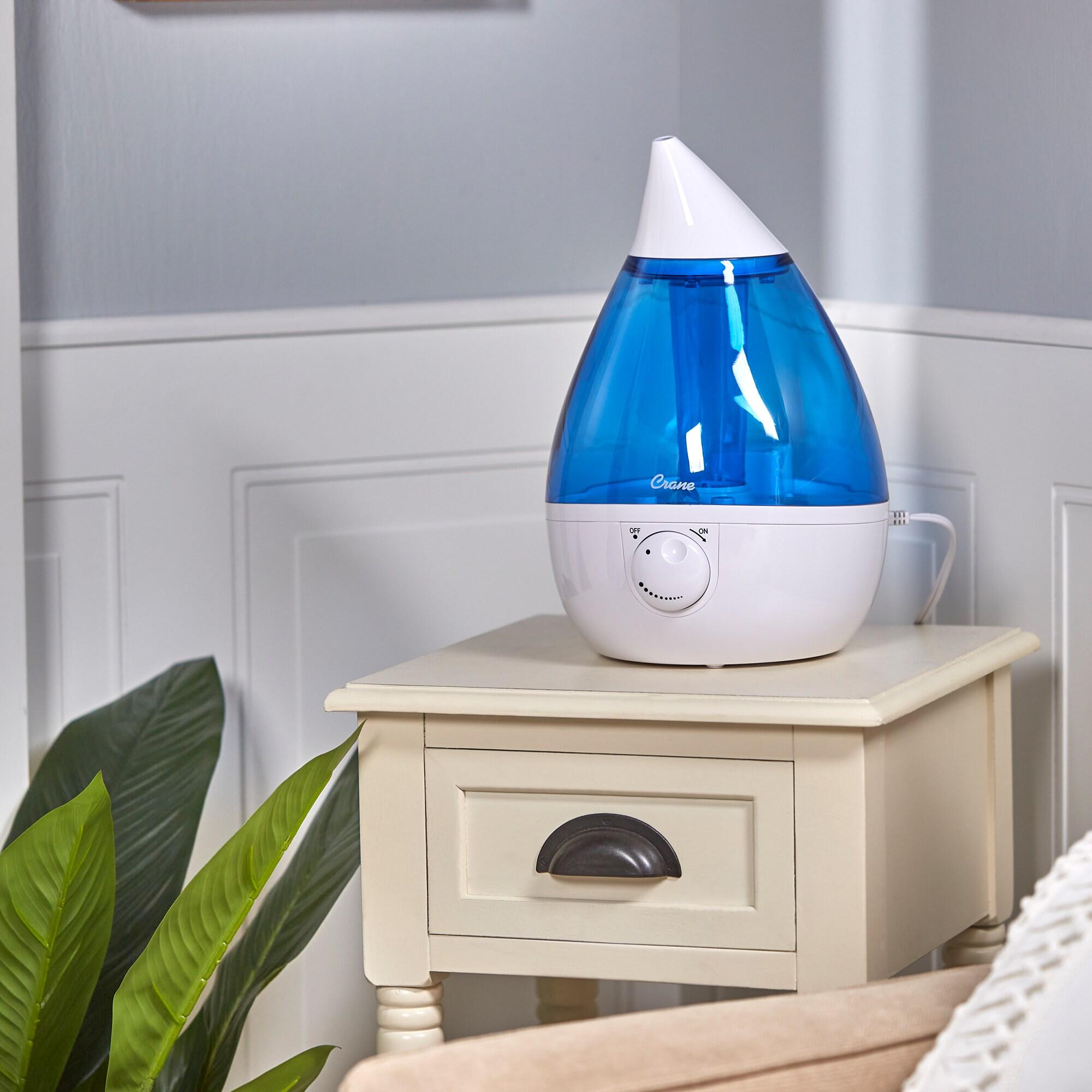 Crane USA 1 Gal. Cool Mist Ultrasonic Humidifier for Bedroom, Office, Nursery, Blue/White, Crane USA