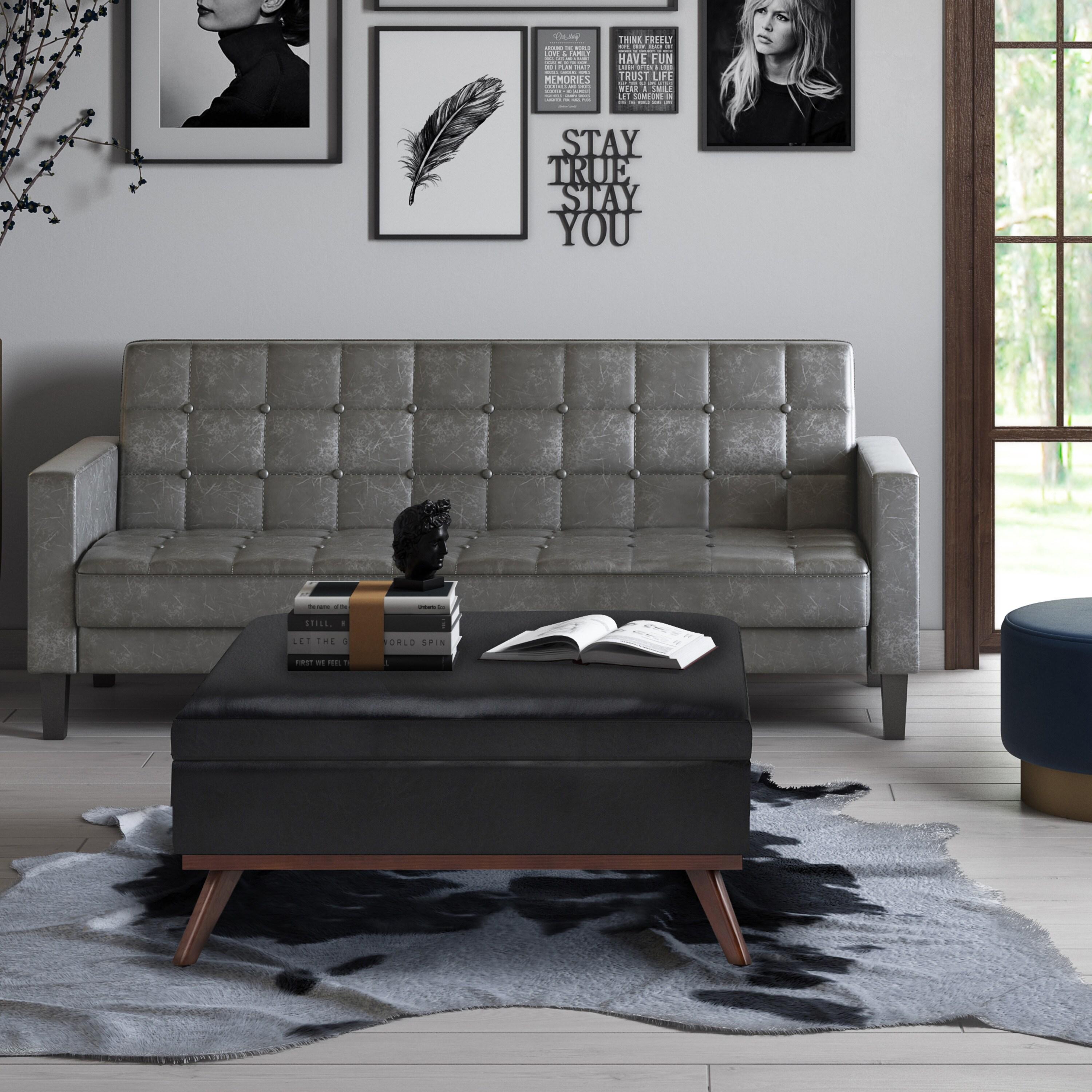 Simpli Home Owen Faux Leather Ottoman
