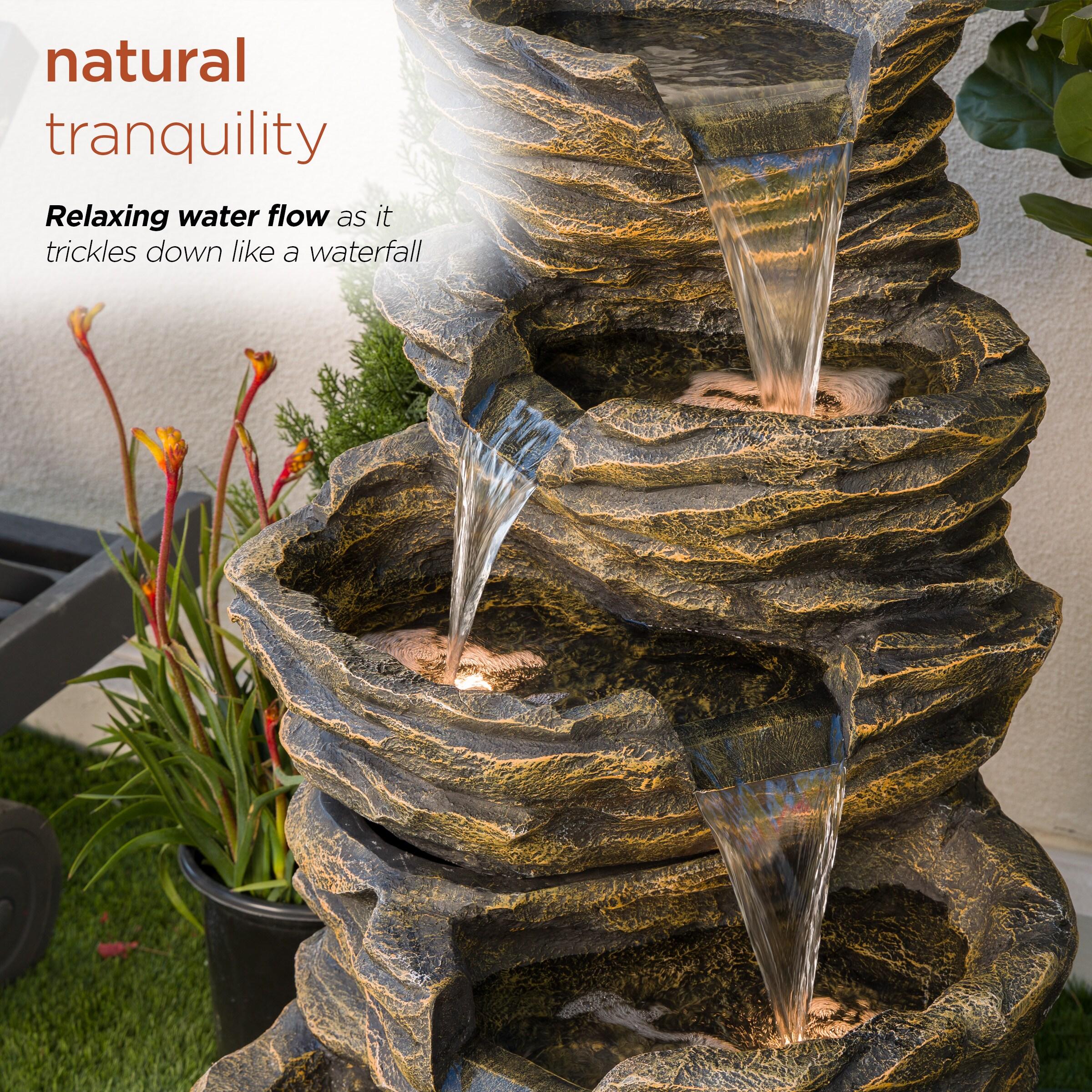 Alpine Corporation Five-Level Rock Waterfall Indoor/Outdoor Fountain