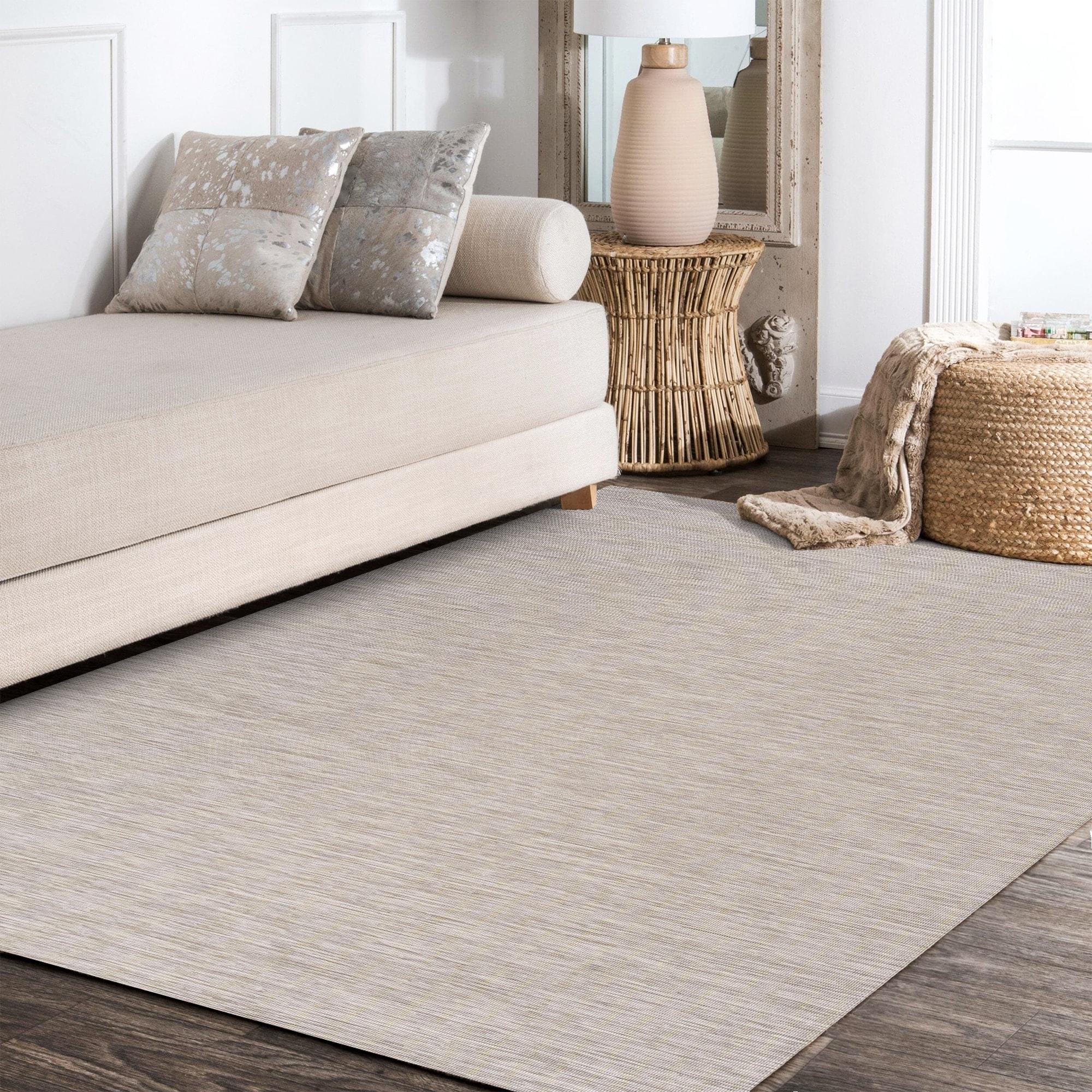 9'x12' Ethan Modern Flatweave Solid  Area Rug, Light Gray - JONATHAN Y