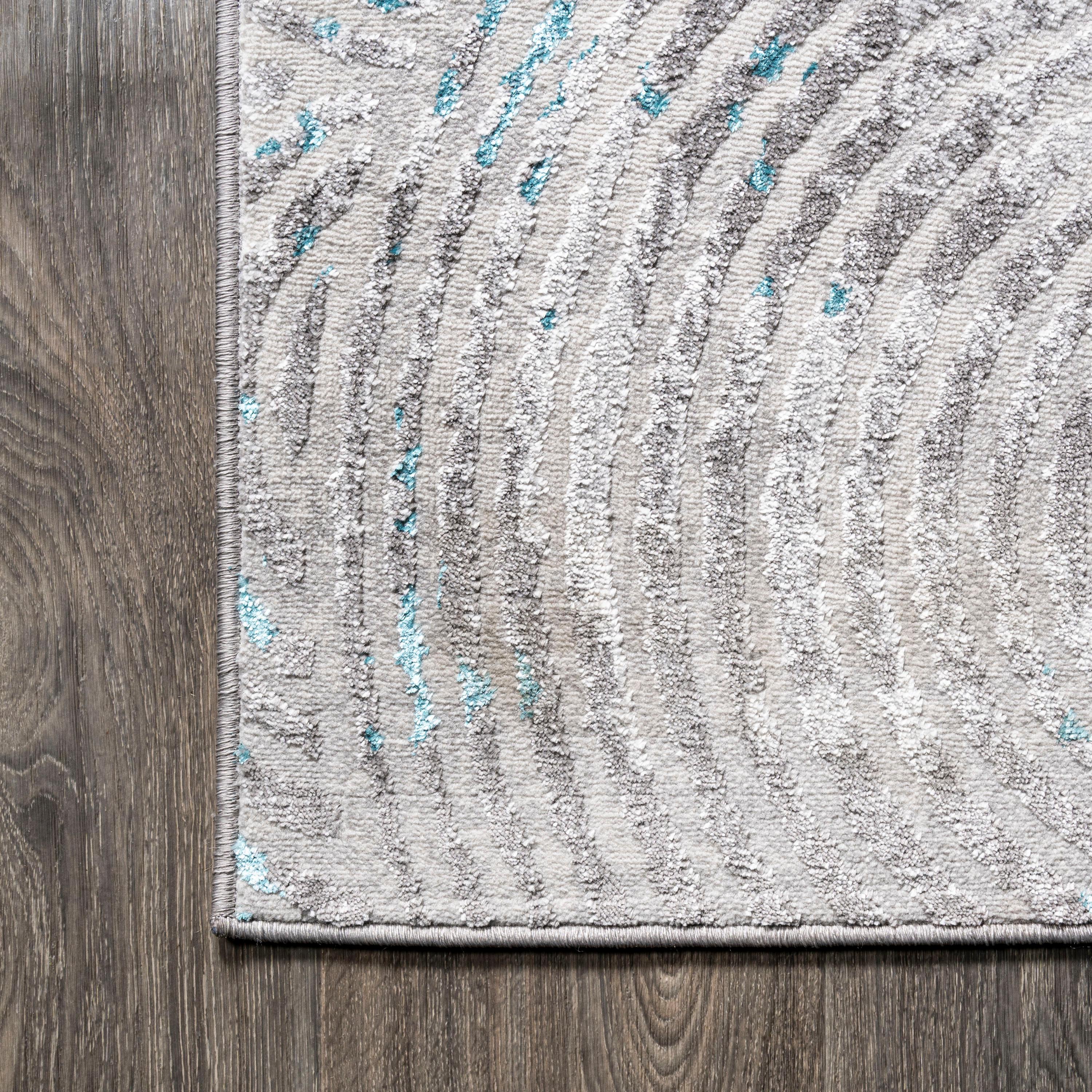 8'x10' Timeworn Modern Abstract Area Rug, Gray/Turquoise - JONATHAN Y