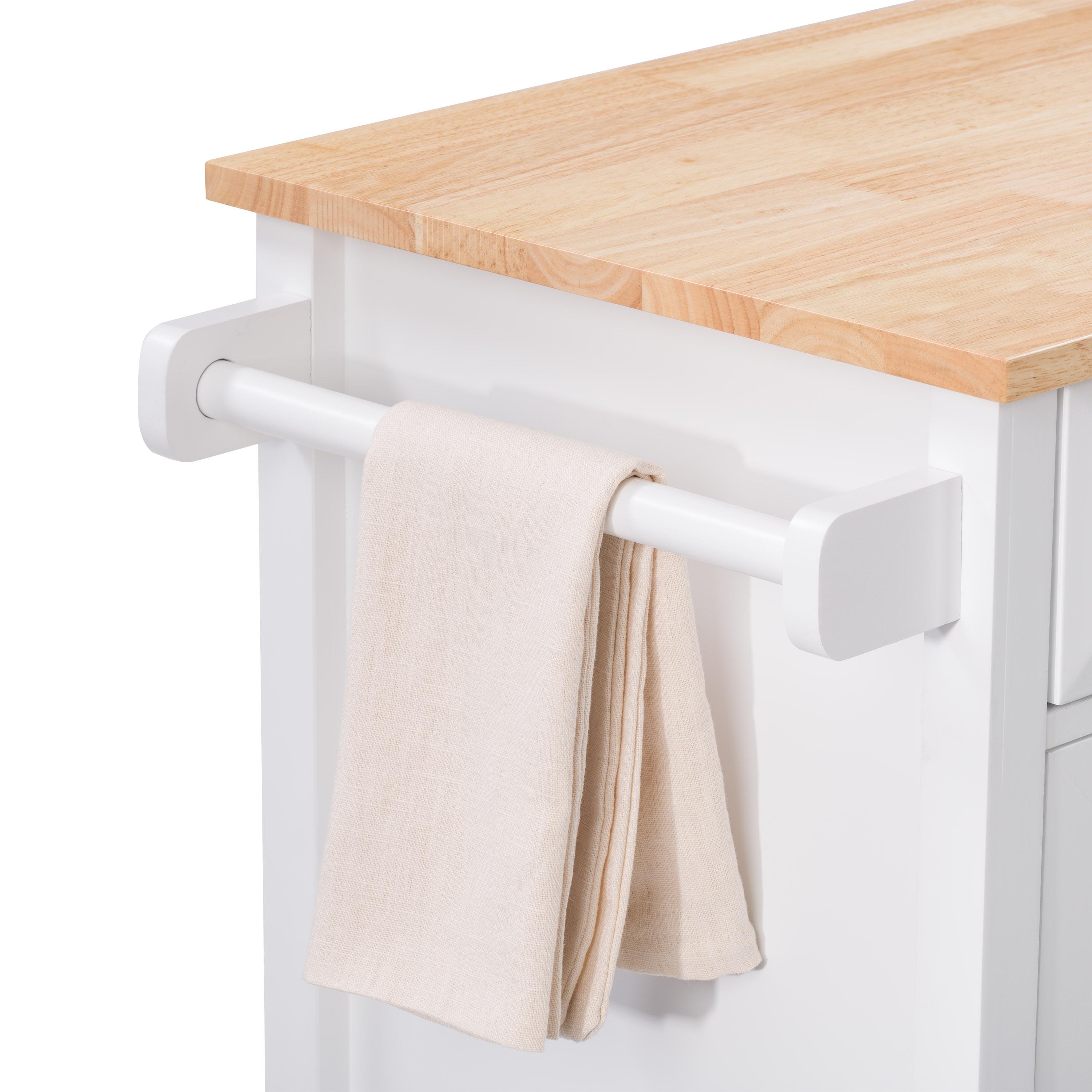 Sage Wood Kitchen Cart with Cupboard White - CorLiving