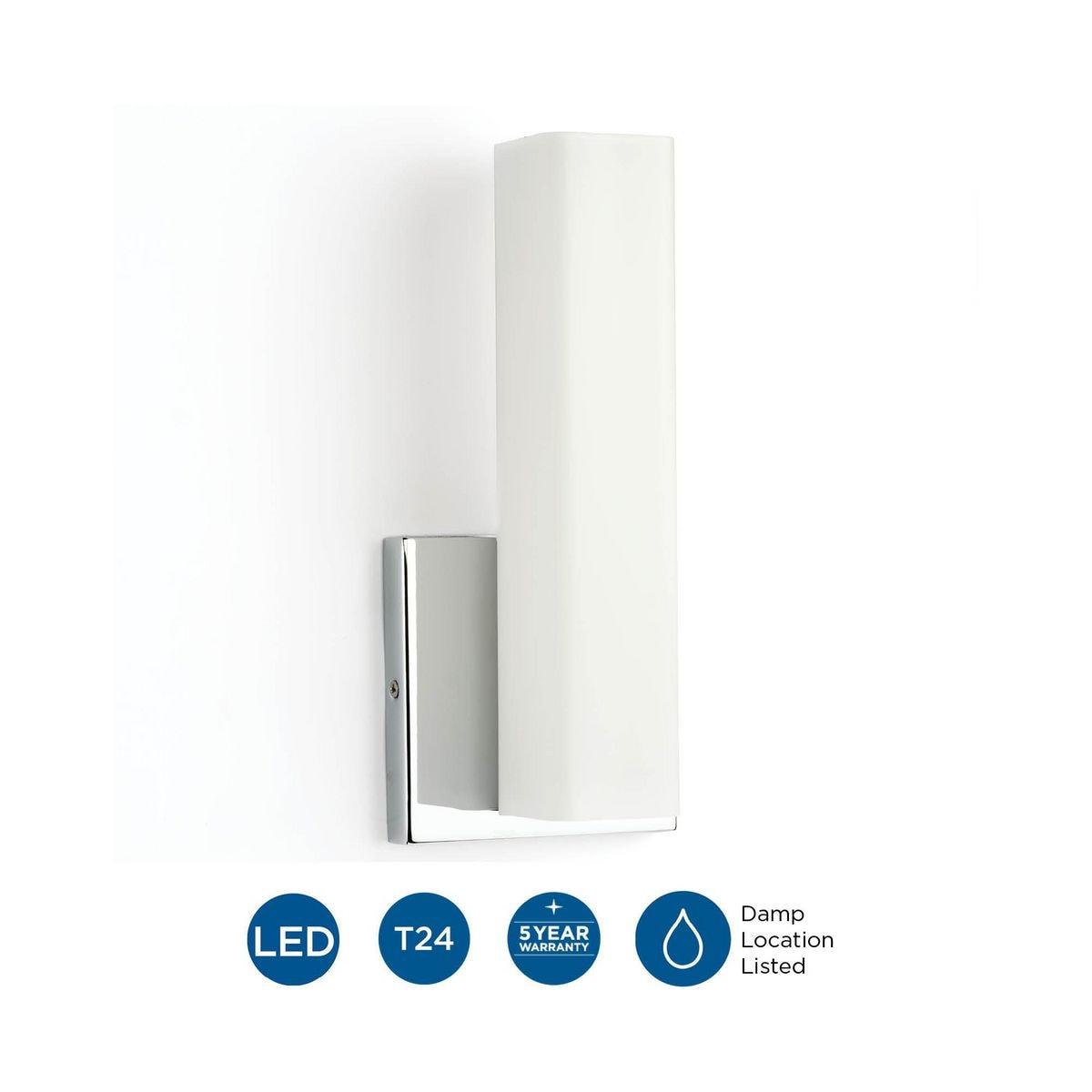 Progress Lighting Beam Collection 1-Light LED Wall Bracket, Steel, Polished Chrome, Opal Glass Shade