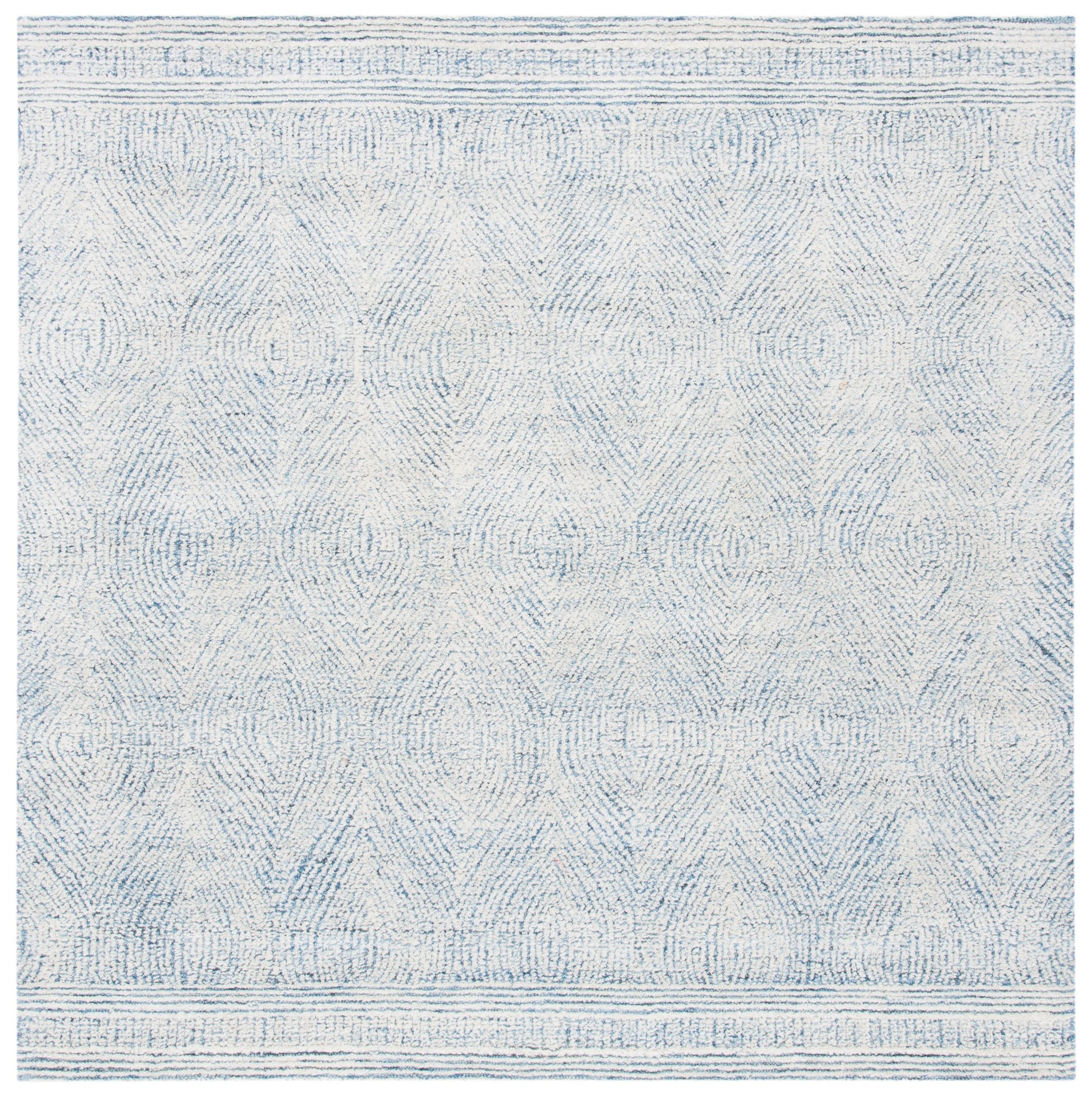 Abstract ABT340 Handmade Indoor Area Rug - Ivory/Blue - 4'x4' - Safavieh