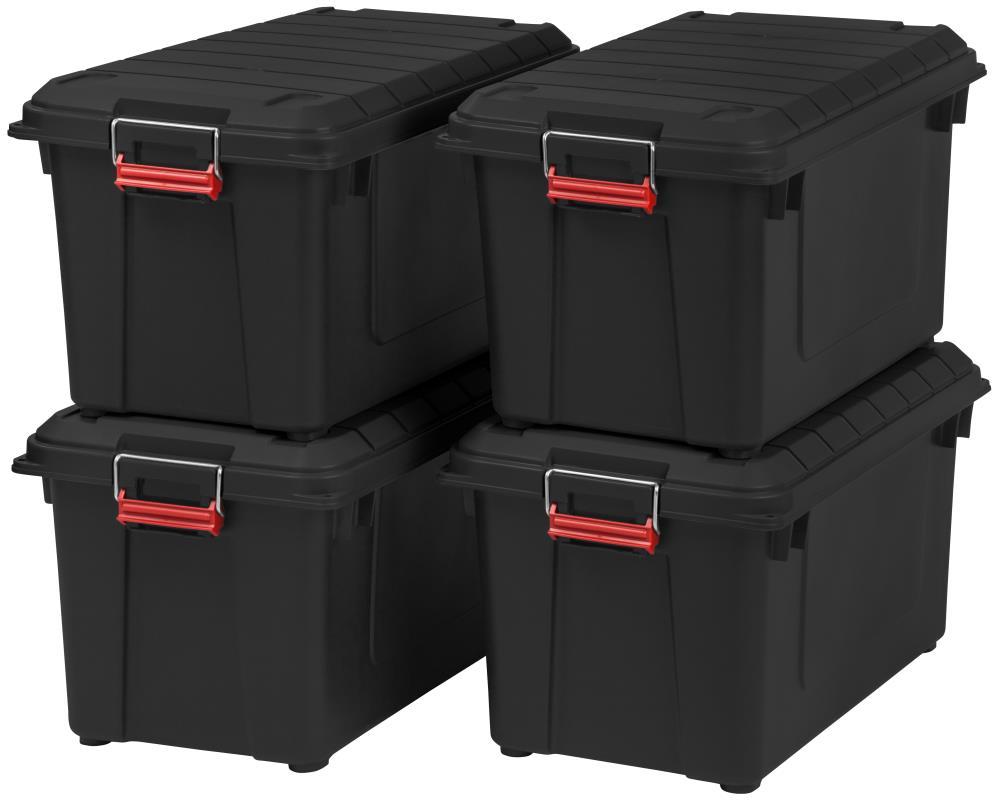 IRIS USA 4Pack 82qt/20gal WeatherPro™ Storage Utility Tote Container Box, Black