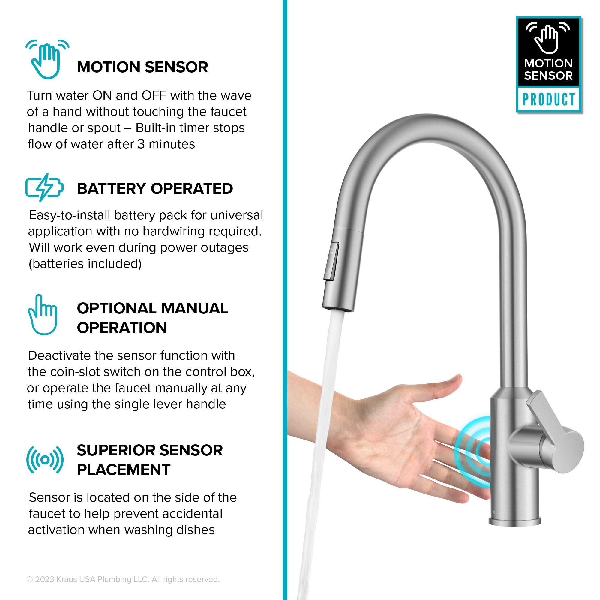 KRAUS Oletto Touchless Sensor Pull-Down Single Handle Kitchen Faucet