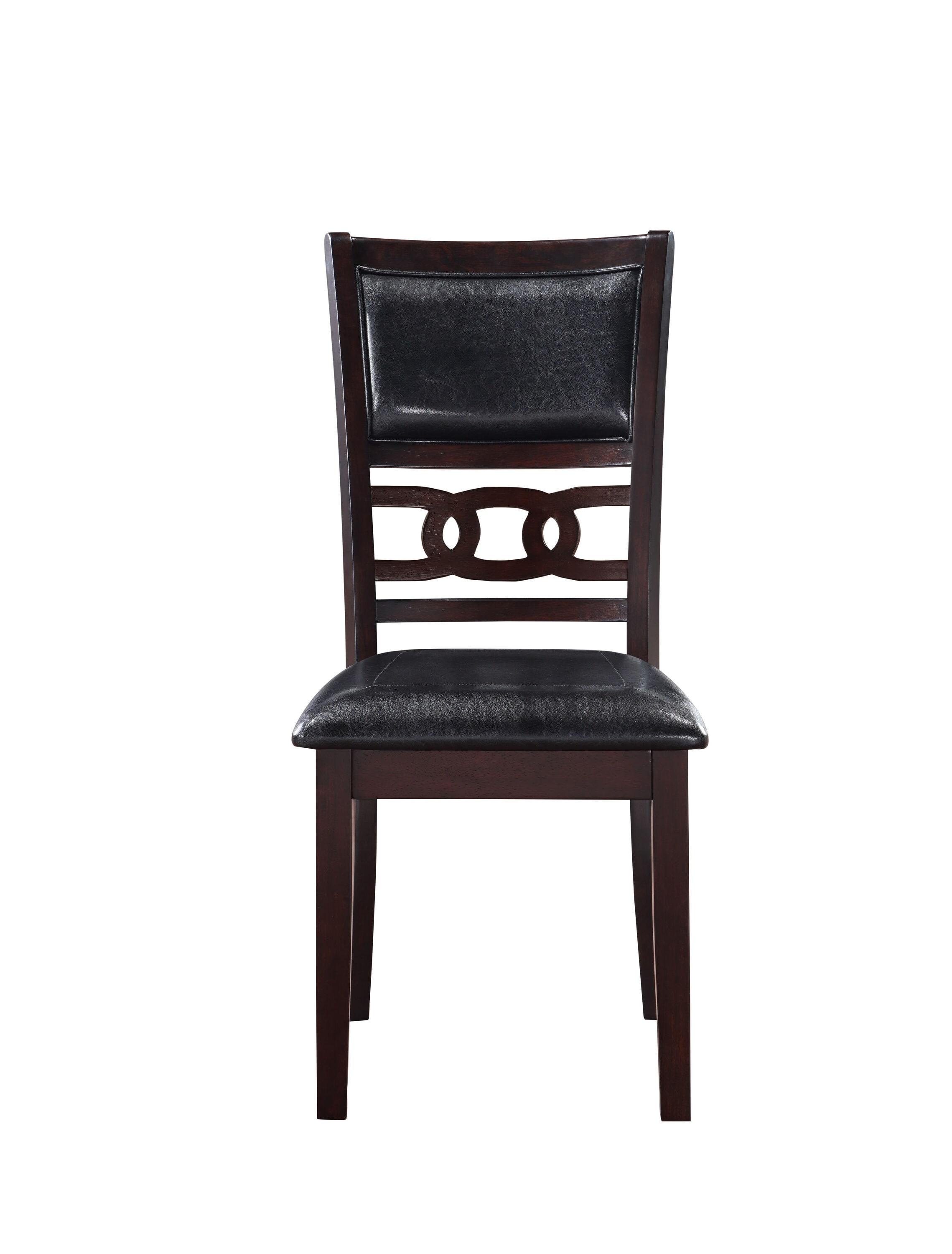 New Classic Furniture Gia Dining Collection with 48" Dining Table, 4 Cushioned Chairs, Veneer Tabletop and Solid Rubberwood Construction, Ebony