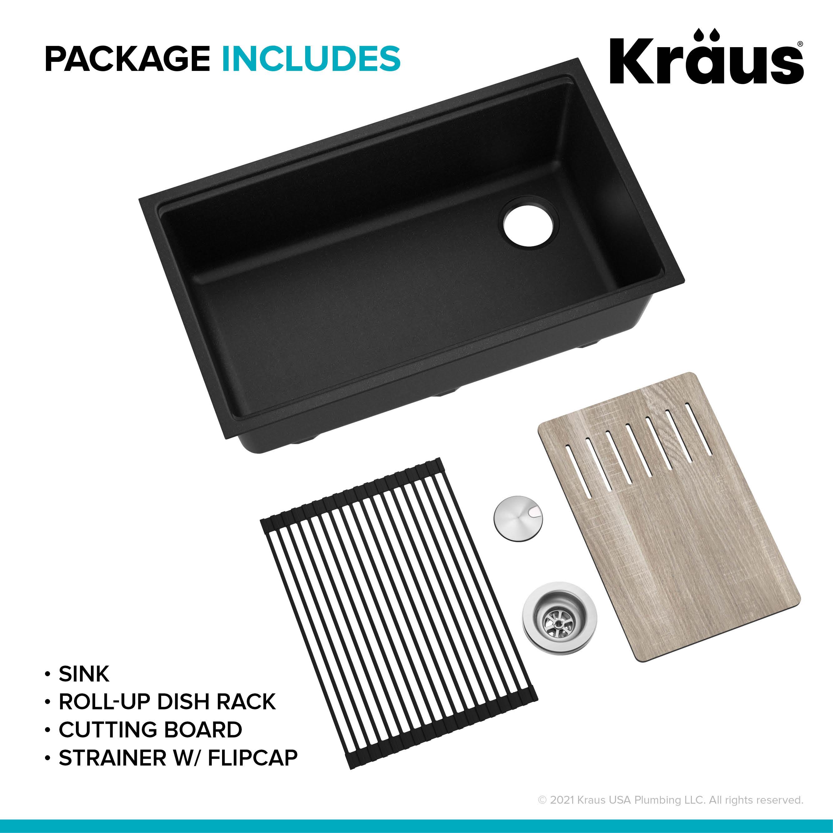 Kraus Bellucci 32 in. Undermount Quartz Composite Single Bowl Kitchen Sink with Accessories