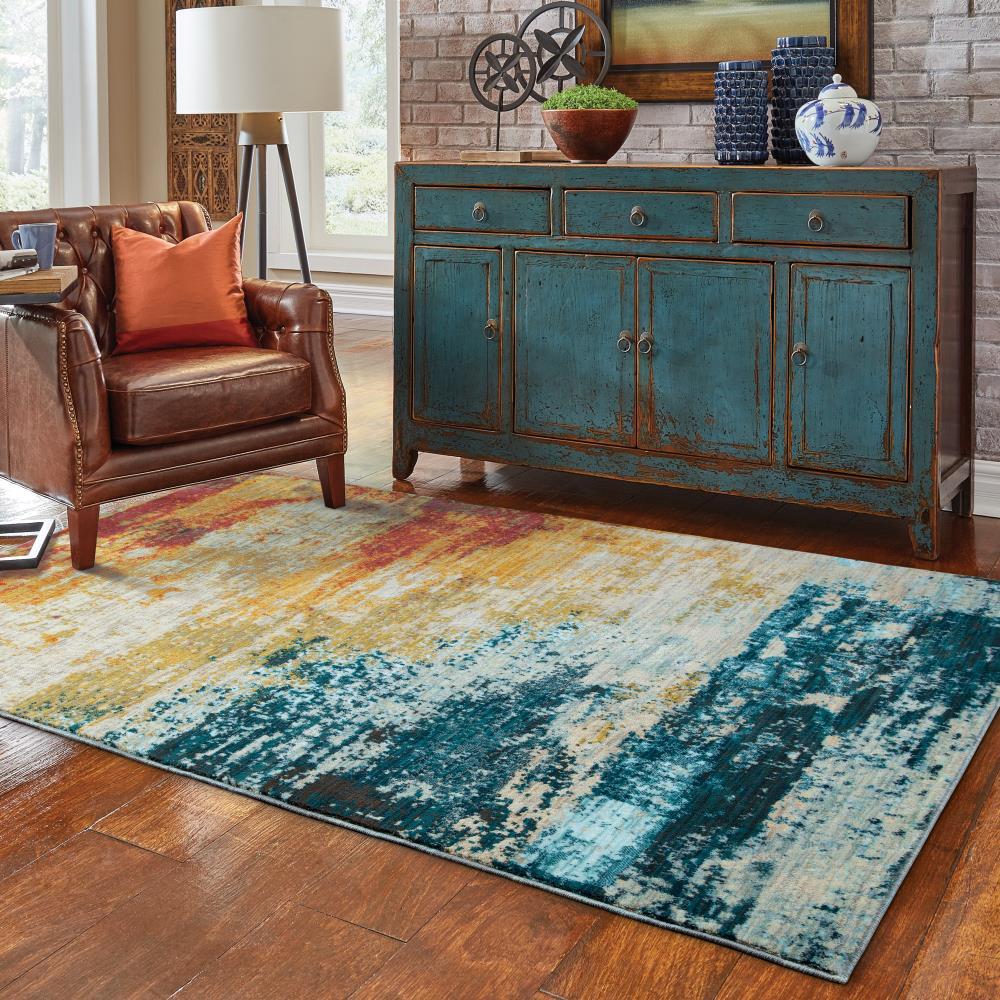 Moretti Birani Area Rug 6365A Blue Rusted Worn 7' 10" x 10' 10" Rectangle
