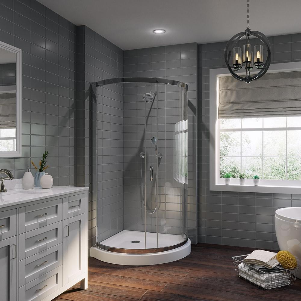 Ove Decors Breeze_36_without_walls OVE Decors Breeze Premium 40 in. Round Shower Kit w/ Clear, Base in Chrome Finish