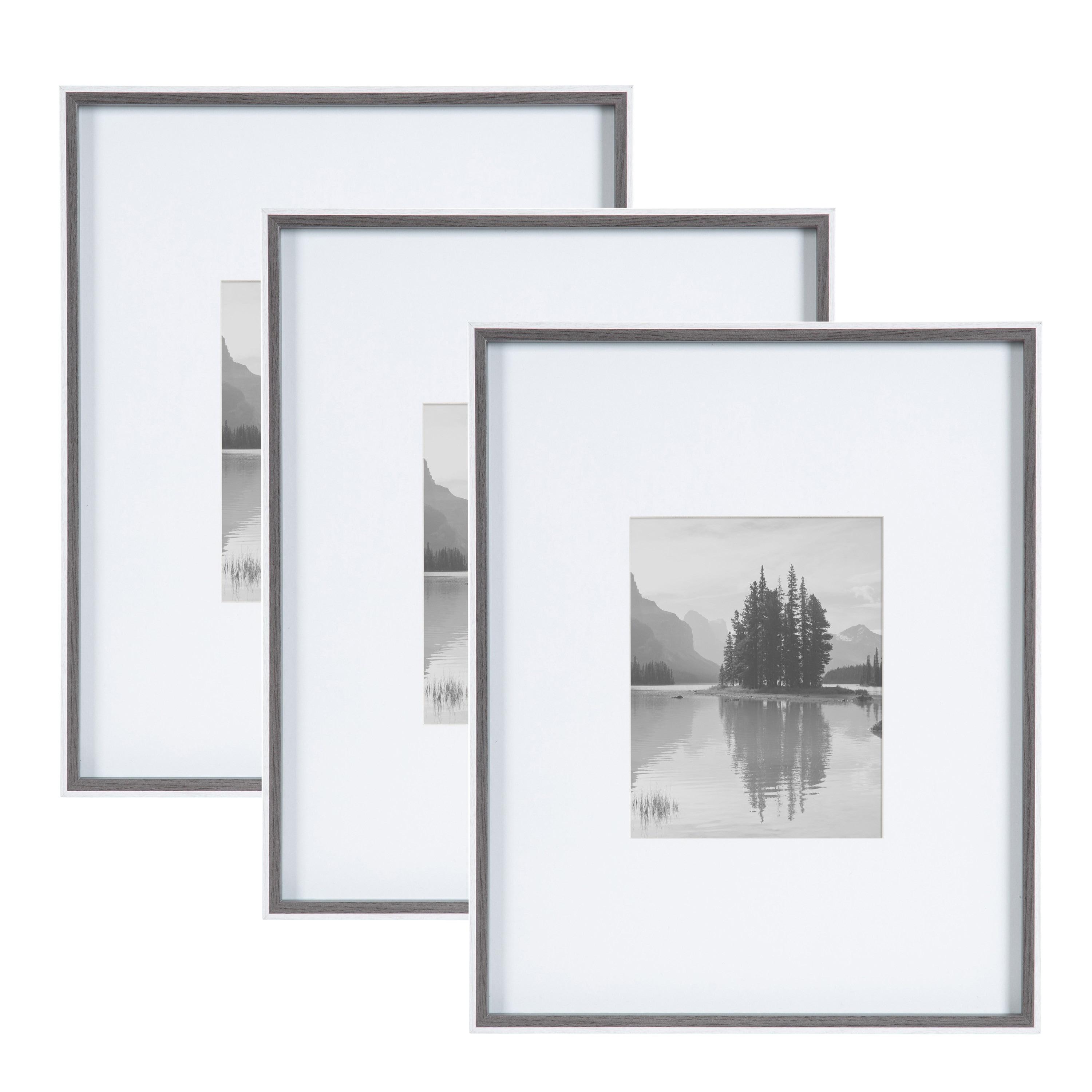 Kate & Laurel All Things Decor (Set of 3) 16"x20" Matted to 8"x10" Gibson Photo Frames Gray/White