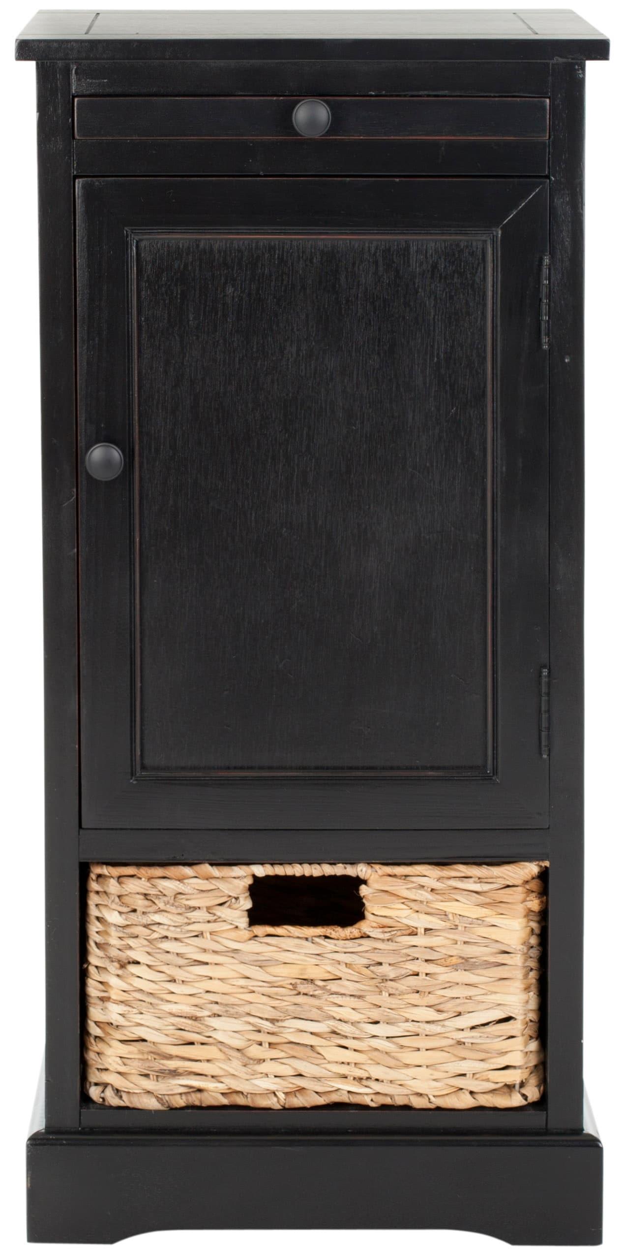 Raven Tall Storage Unit - Distressed Black - Safavieh.