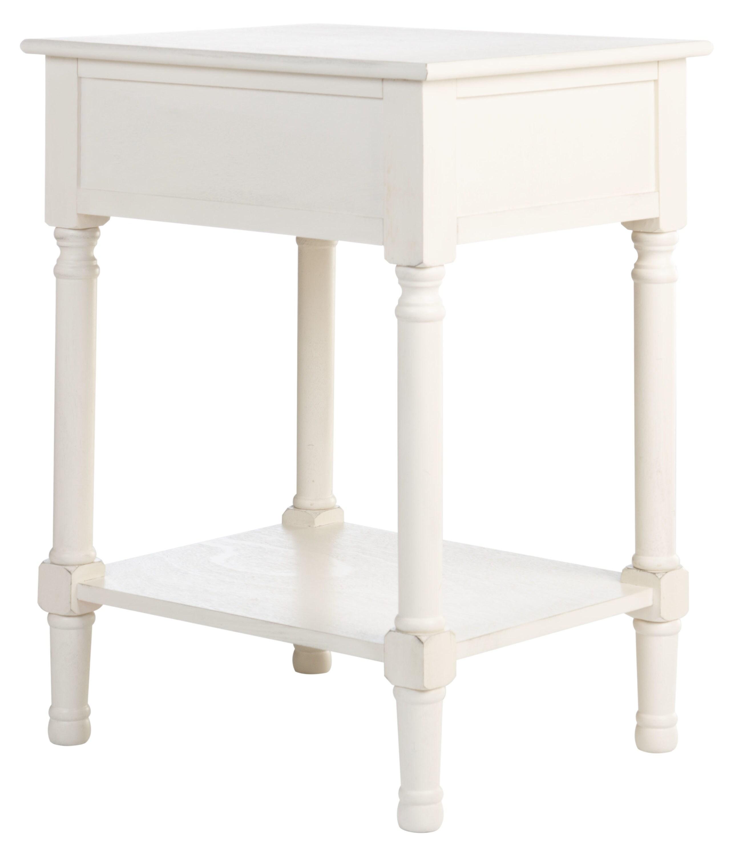 Peyton 1 Drawer Accent Table - Distressed White - Safavieh