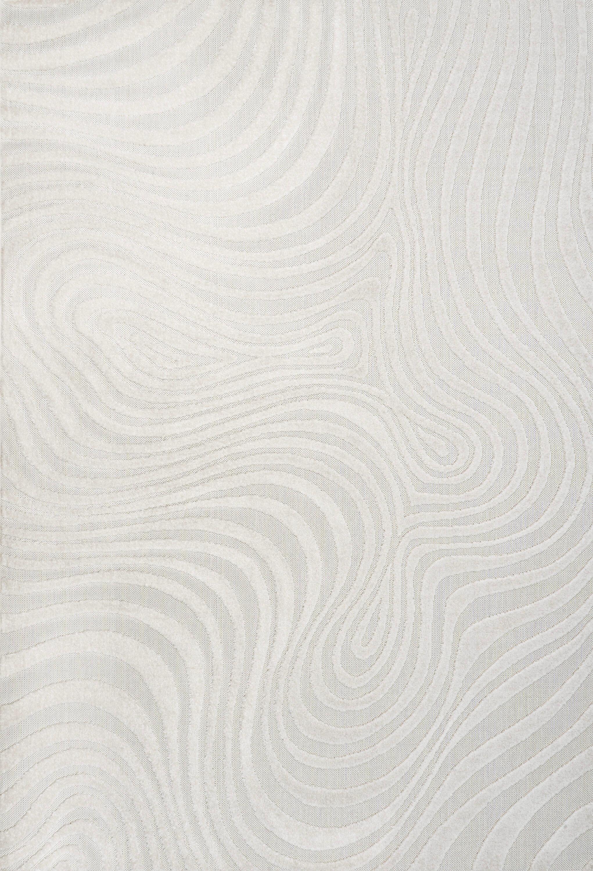 JONATHAN Y Maribo High-Low Abstract Groovy Striped Cream/Ivory 8 ft. x 10 ft. Indoor/Outdoor Area Rug