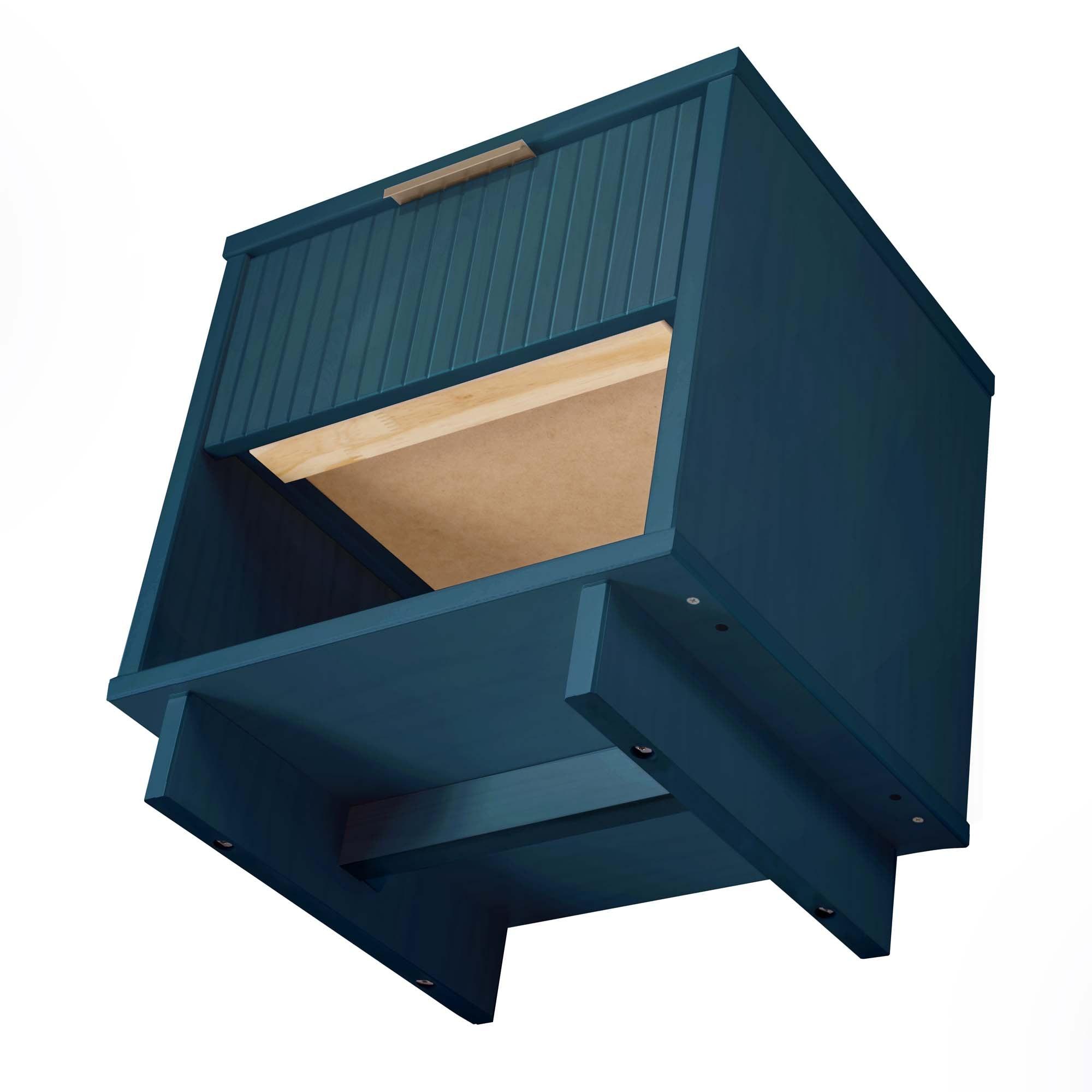 Manhattan Comfort Set of 2 Granville Nightstands with Drawer Midnight Blue: UV Finish, Soft Close, Metal Handles