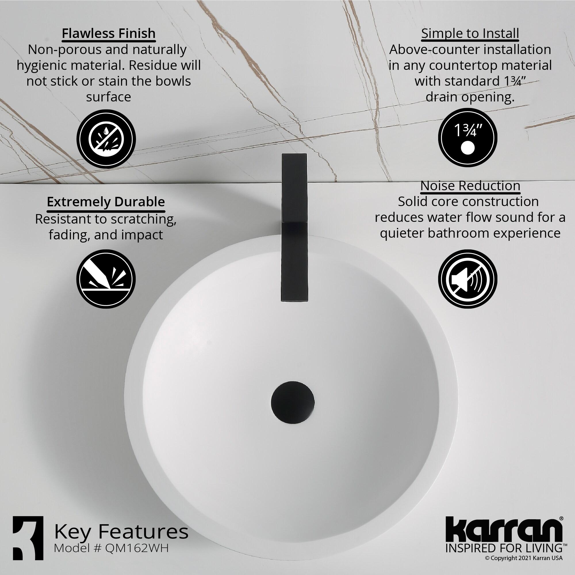 Karran Quattro 19-1/4'' X 19-1/4'' Matte White Acrylic Round Vessel Sink