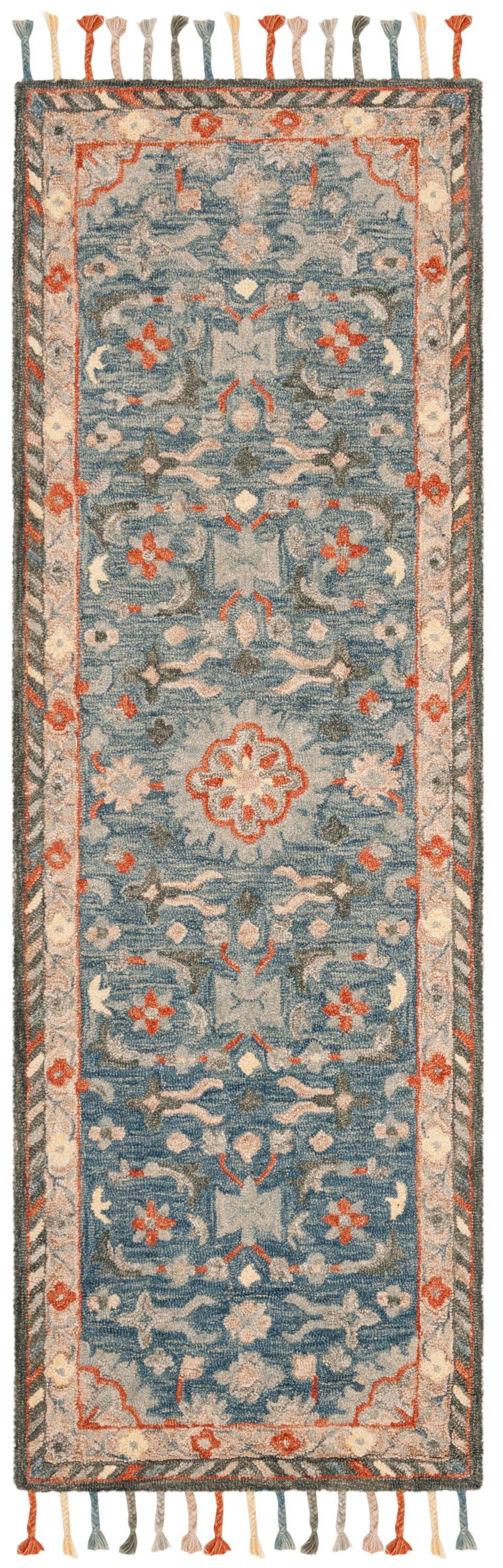 Aspen APN123 Hand Tufted Area Rug - Blue/Rust - 2'3"x5' - Safavieh..