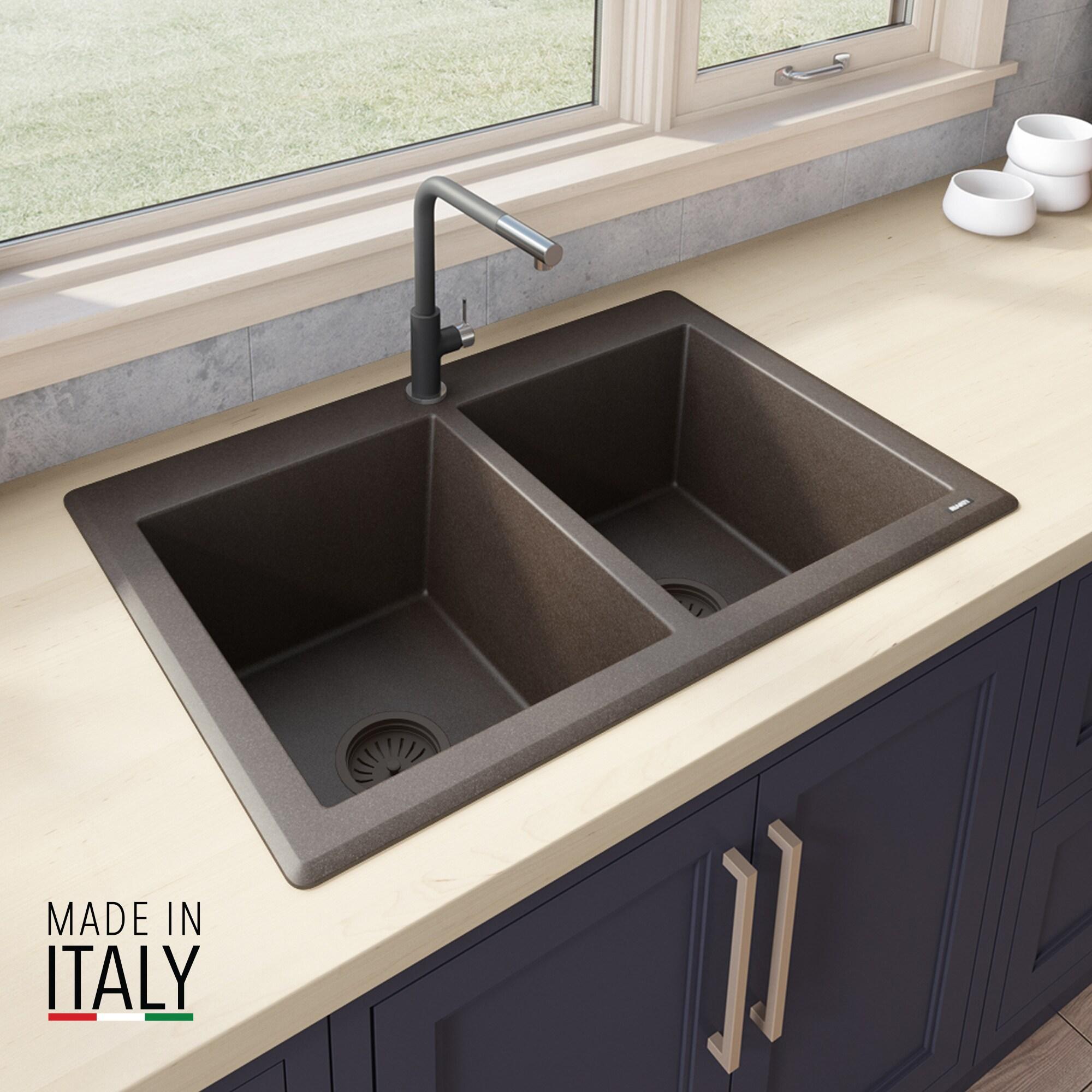 Ruvati 33 x 22 inch epiGranite Top-Mount Granite Composite Kitchen Sink